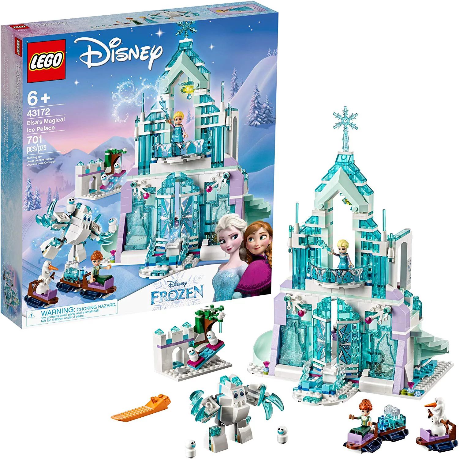 LEGO Disney Princess Elsa's Magical Ice Palace 43172 Toy Castle Building Kit with Mini Dolls, Castle Playset with Popular Frozen Characters including Elsa, Olaf, Anna and more (701 Pieces)