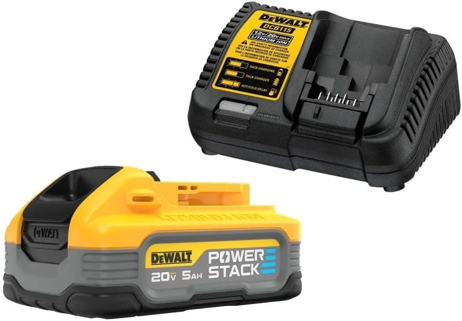 DEWALT Powerstack 20V MAX Battery Starter Kit, Rechargeable, 5Ah, Lithium Ion DCBP520C