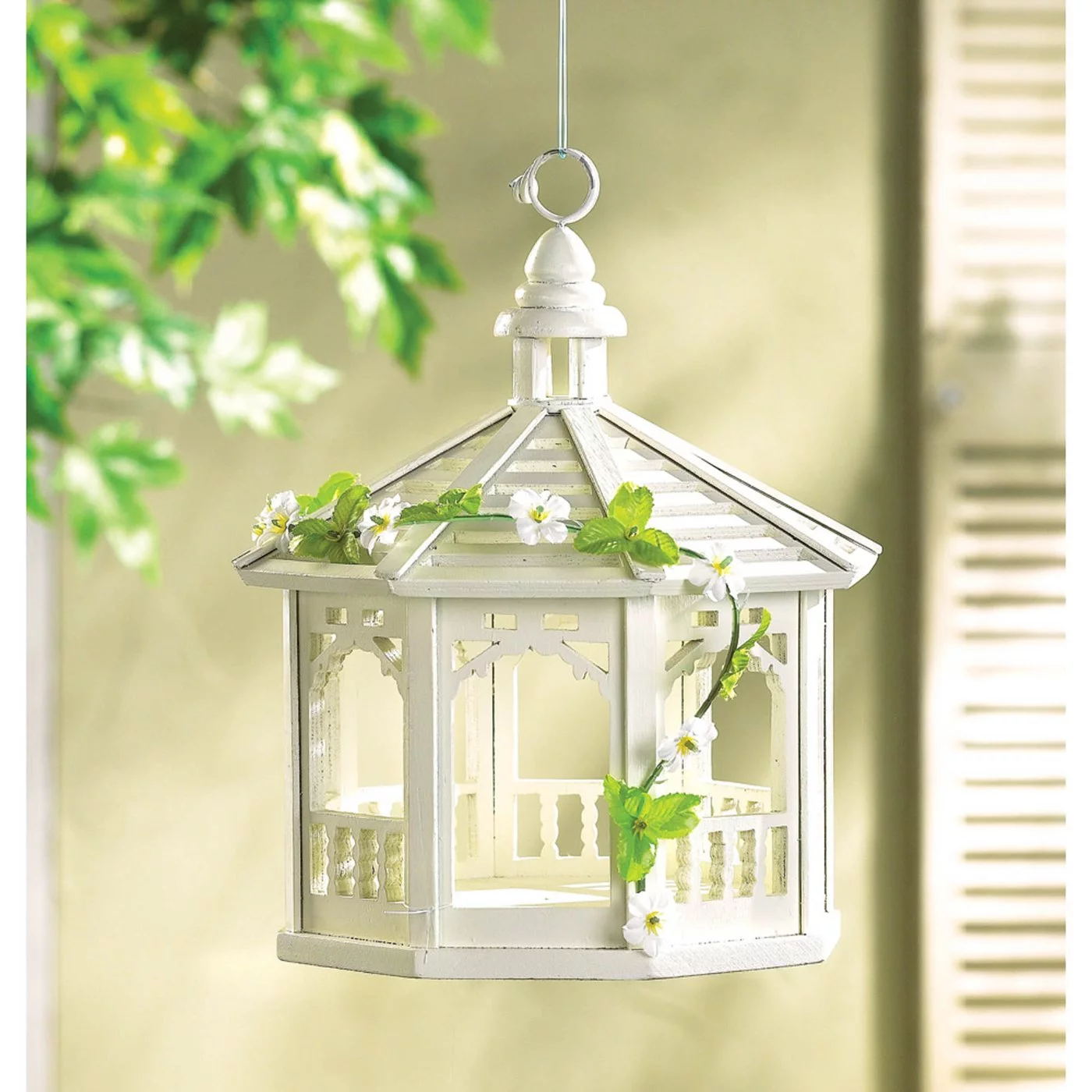 Smart Living Company 30209 10.5 Inch White Gazebo Bird Feeder with Vines, No Size