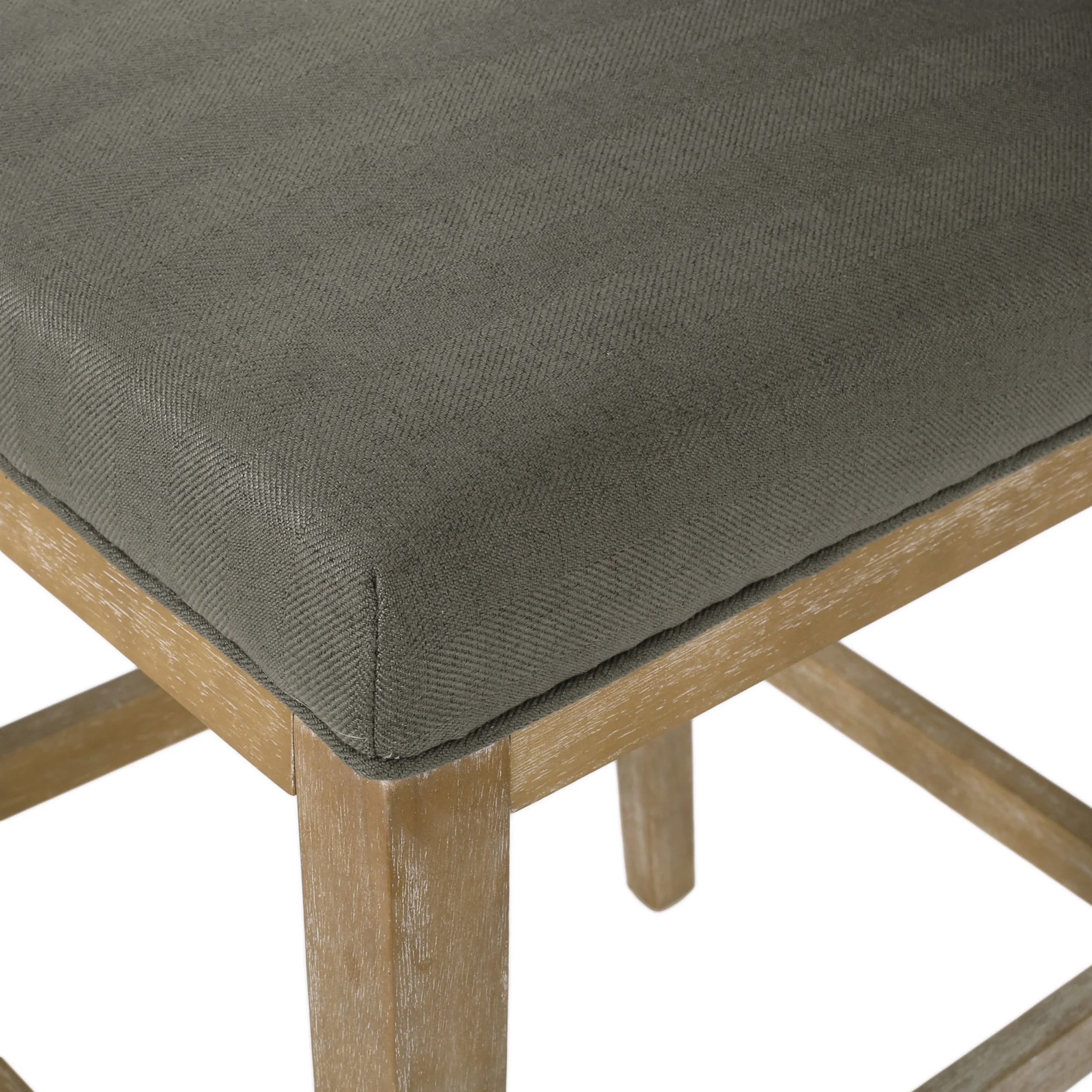 Noble House Elmcrest Fabric Upholstered 27 Inch Counter Stools, Set of 2, Deep Gray and Weathered Natural