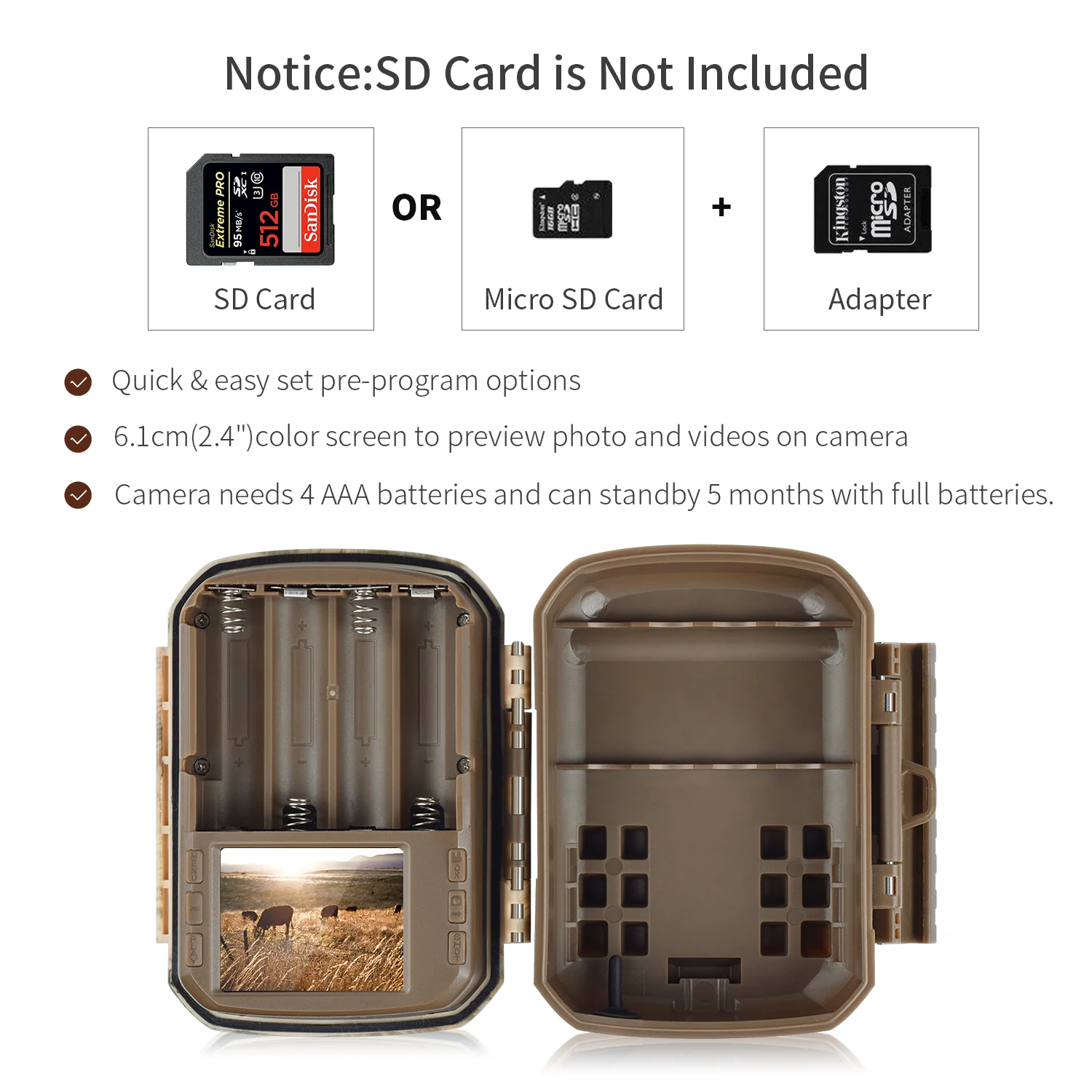 CAMPARK Trail Camera 1080P 24MP Game Hunting Deer Camera Night Vision Motion Activated Waterproof