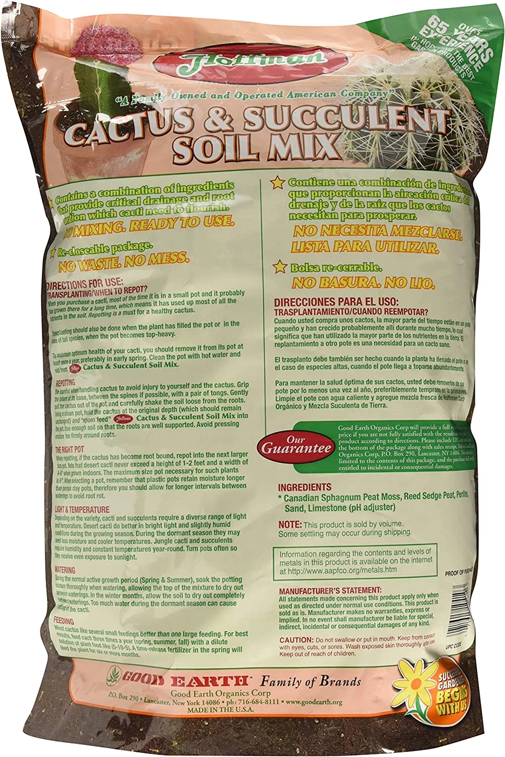 Hoffman 10410 Organic Cactus and Succulent Soil Mix, 10 Quarts