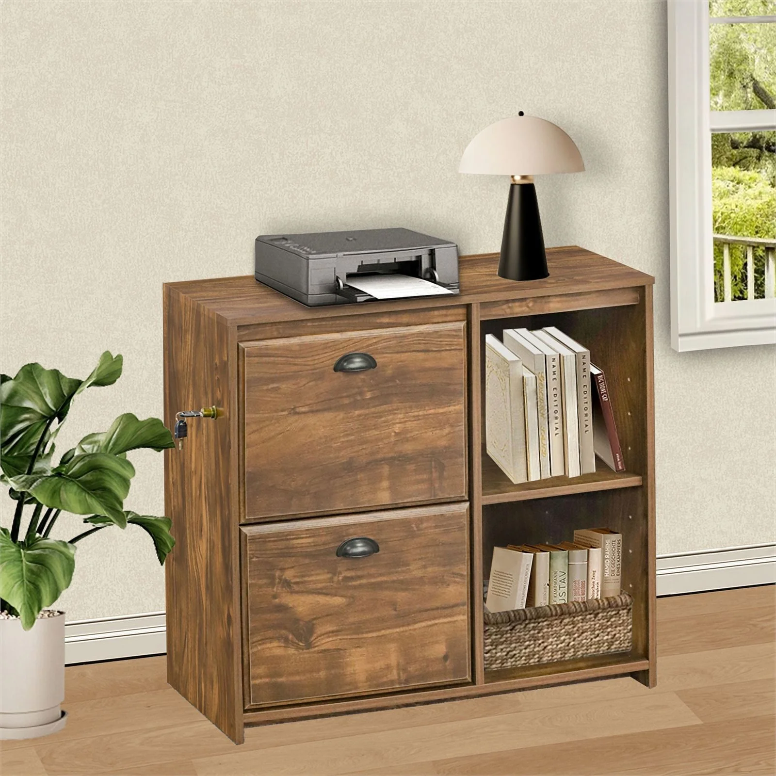 Saint Birch Elma 2-Drawer Modern Wood File Cabinet in Brown Rustic Oak
