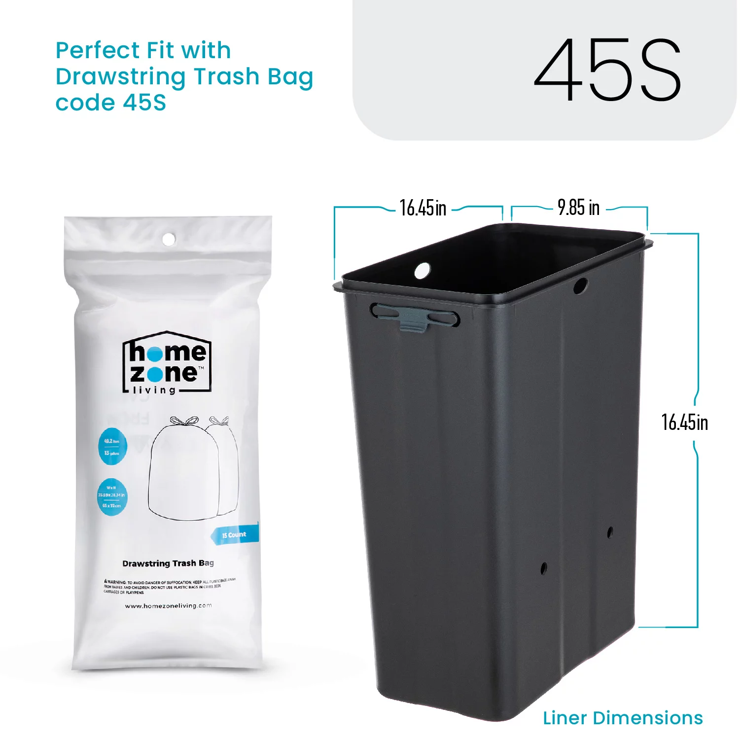 Home Zone Living 12 Gallon Slim Kitchen Trash Can, Stainless Steel, Silver