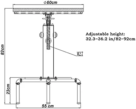 xrboomlife Industrial  Table 32.3"-36.2" Height Adjustable Swivel Round Wood Tabletop 23.7" Dia  Kitchen Dining Office Coffee Bistro Pub Table Fire-Hydrant Designed Table