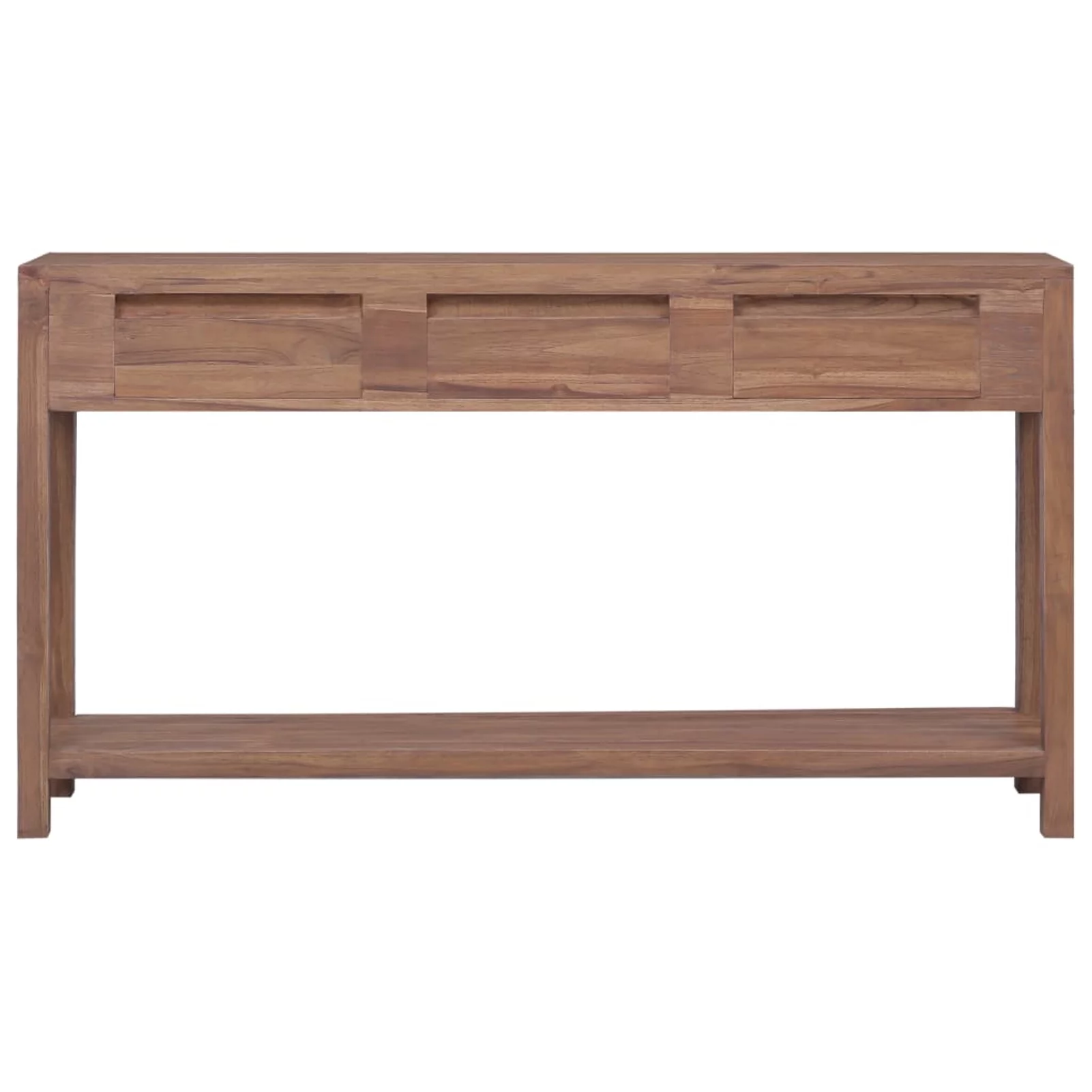 Dcenta Console Table with 3 Storage Drawers and Bottom Shelf Teak Wood Sofa End Side Table for Entryway, Hallway, Living Room, Home Furniture 57.1 x 11.8 x 31.5 Inches (L x W x H)