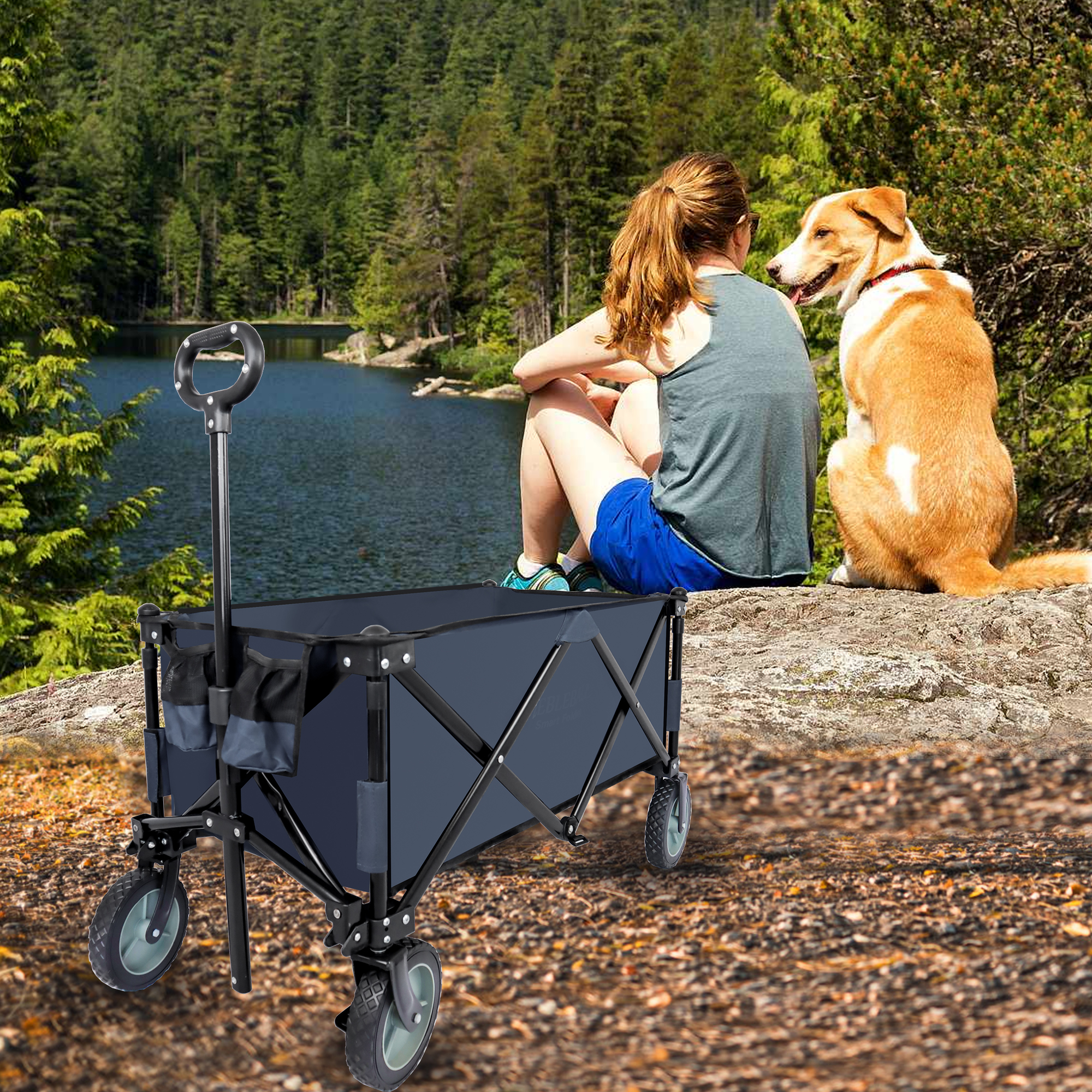 Utility Collapsible Folding Wagon Cart Heavy Duty Foldable, Beach Wagon