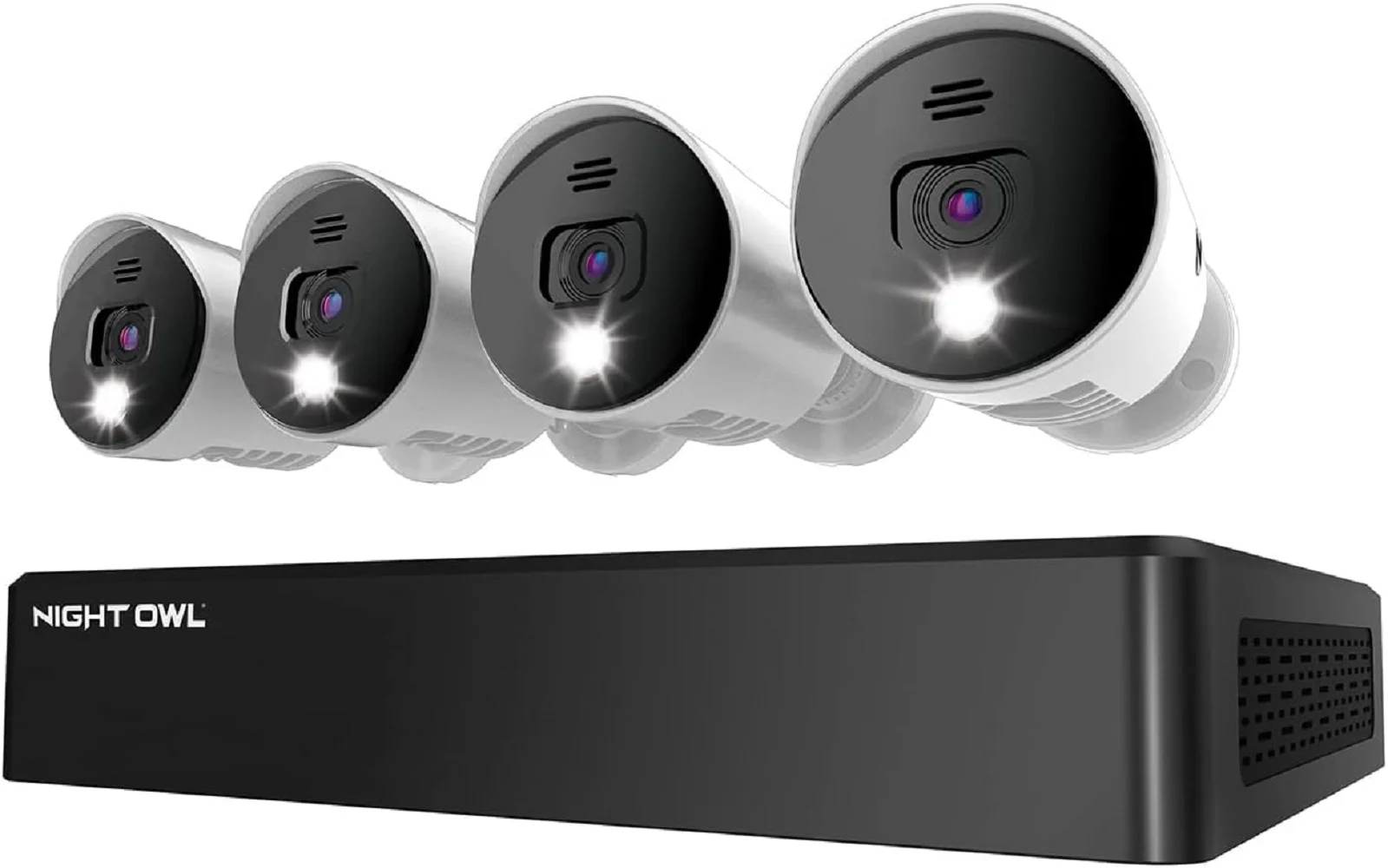 Night Owl 4 Channel Bluetooth Video Home Security Camera System with (4) Wired 4K UHD Indoor/Outdoor Spotlight Cameras with Audio and 1TB Hard Drive CL-BT8D-4-14LSA