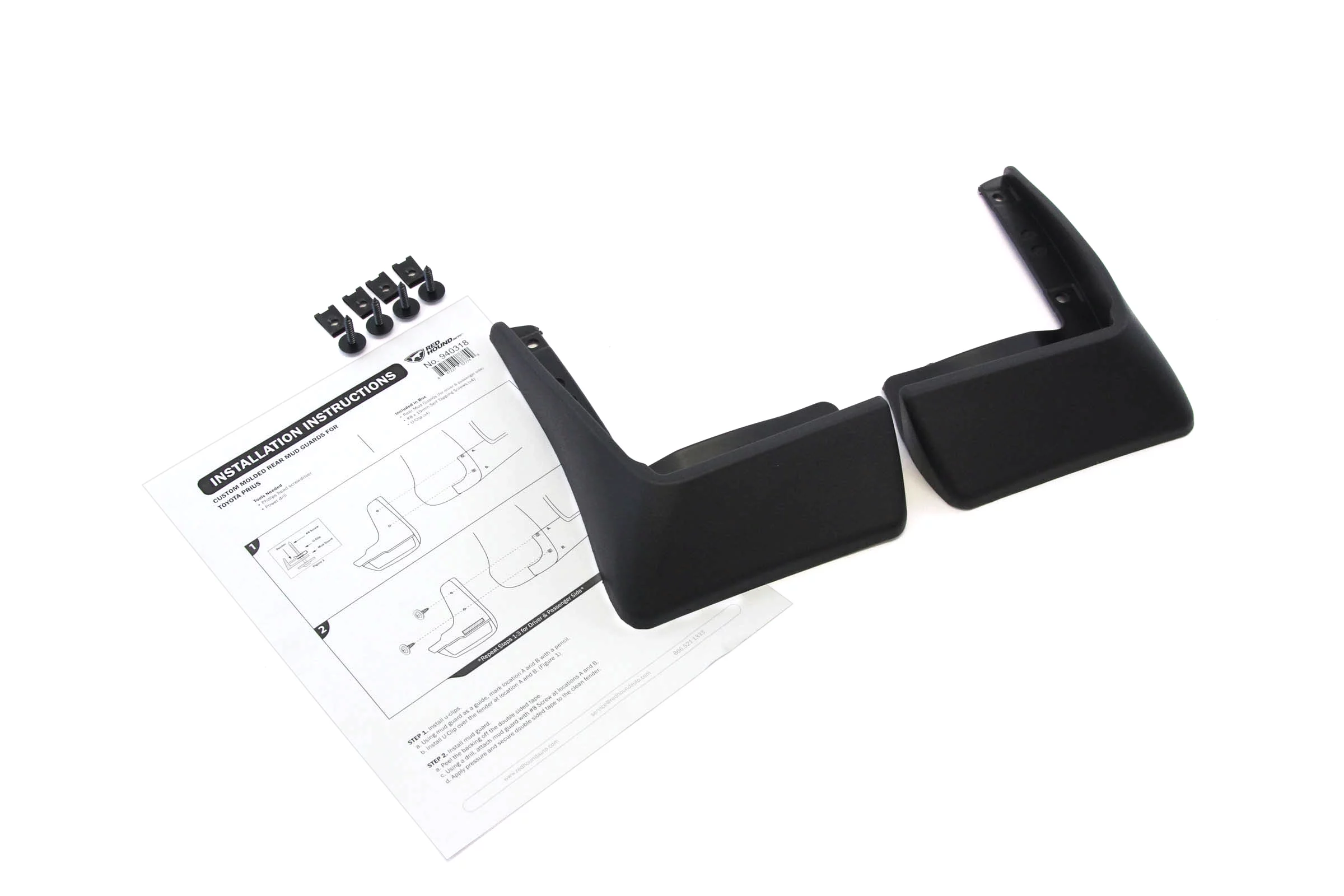 Red Hound Auto 2010-2015 Compatible with Toyota Prius Mud Flaps Mud Guards Splash Rear 2pc Set 00016-47225