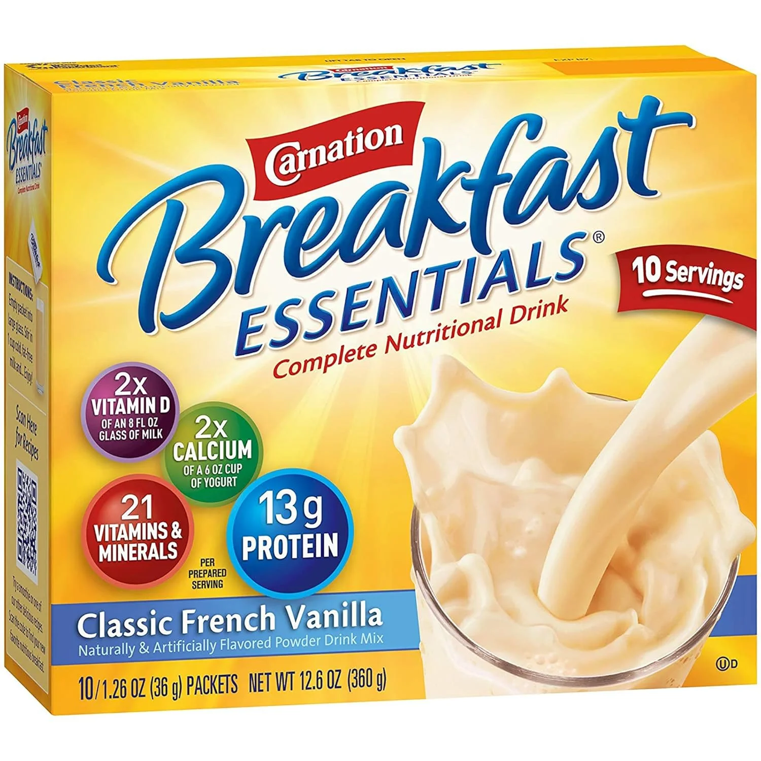 Carnation Breakfast Essentials Classic French Vanilla 10 Ct 1 26 Oz