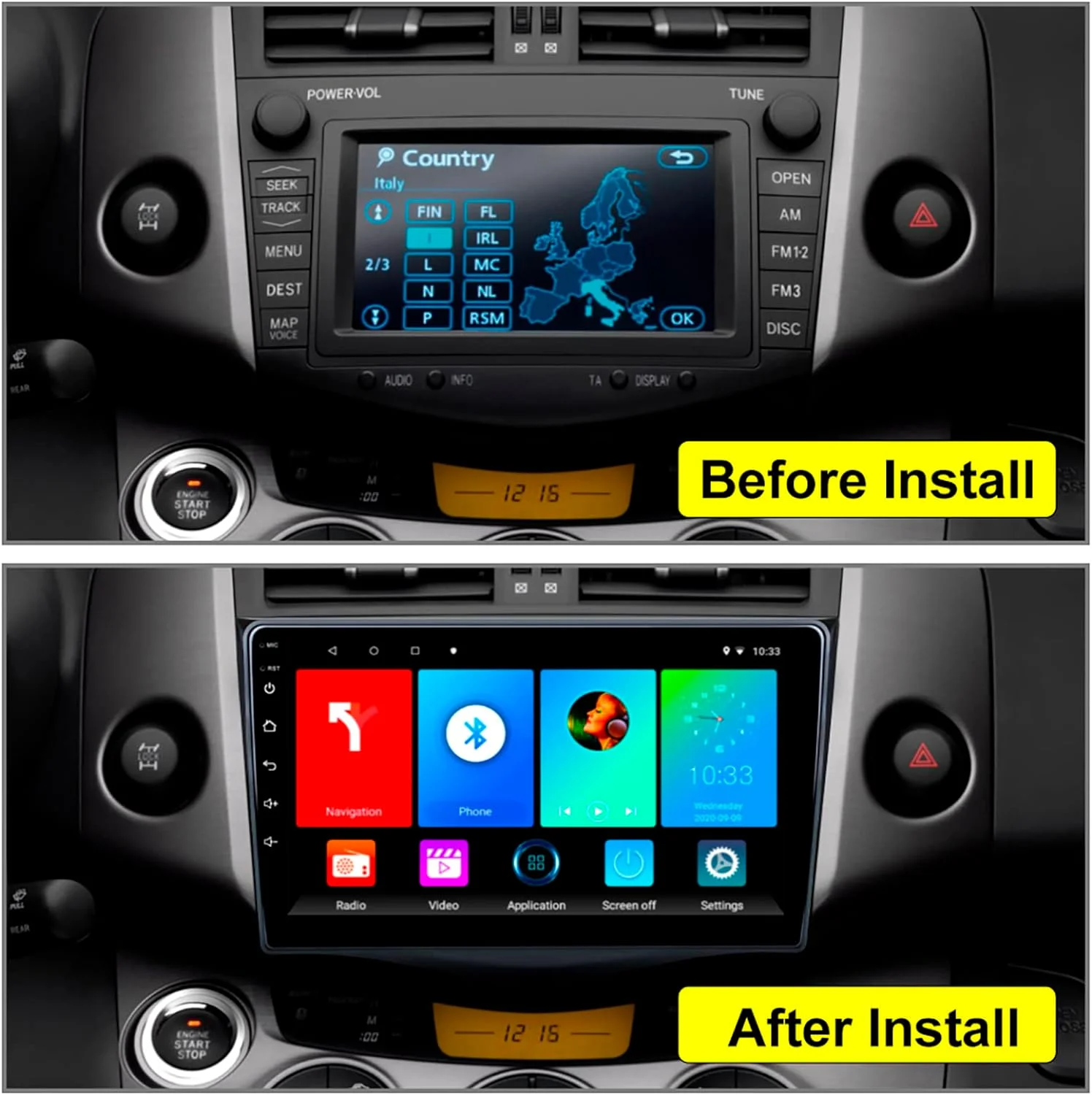 THONZER Car Radio for Toyota RAV4 2005-2013, Android 11 Touch Screen 9 Inch IPS Car Stereo with Carplay and Android Auto, Support Bluetooth Hands-Free/Mirror Link/FM/WiFi/GPS Navigation 1+32GB