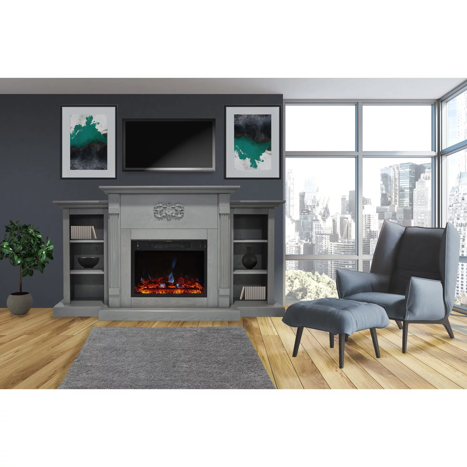 Cambridge Sanoma Electric Fireplace Heater with 72