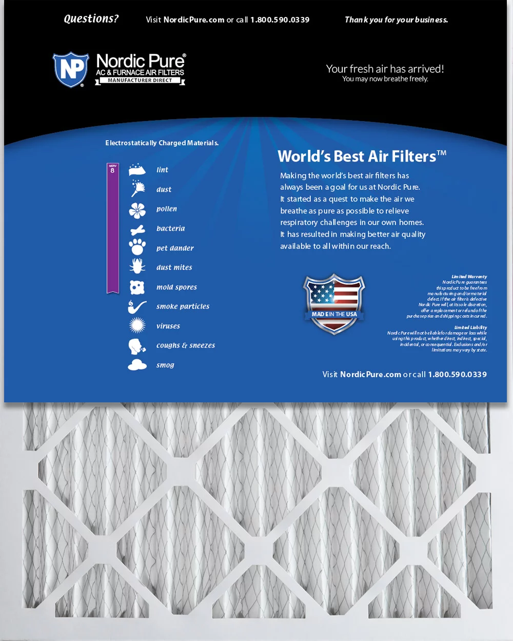 Nordic Pure 12x20x2 Pleated MERV 8 Air Filters 12 Pack
