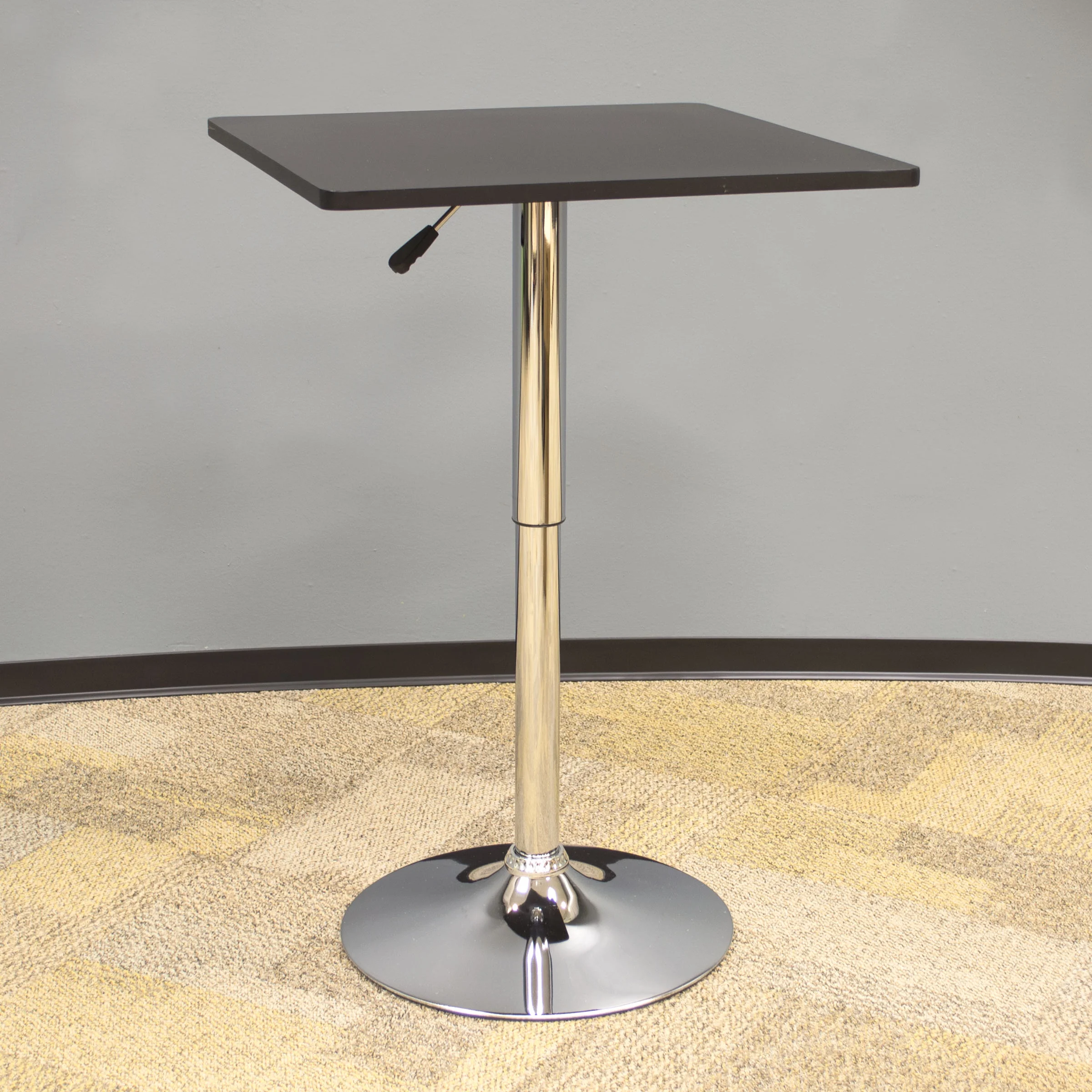 AmeriHome Adjustable Bar Height Table with Black Finish Wood Top
