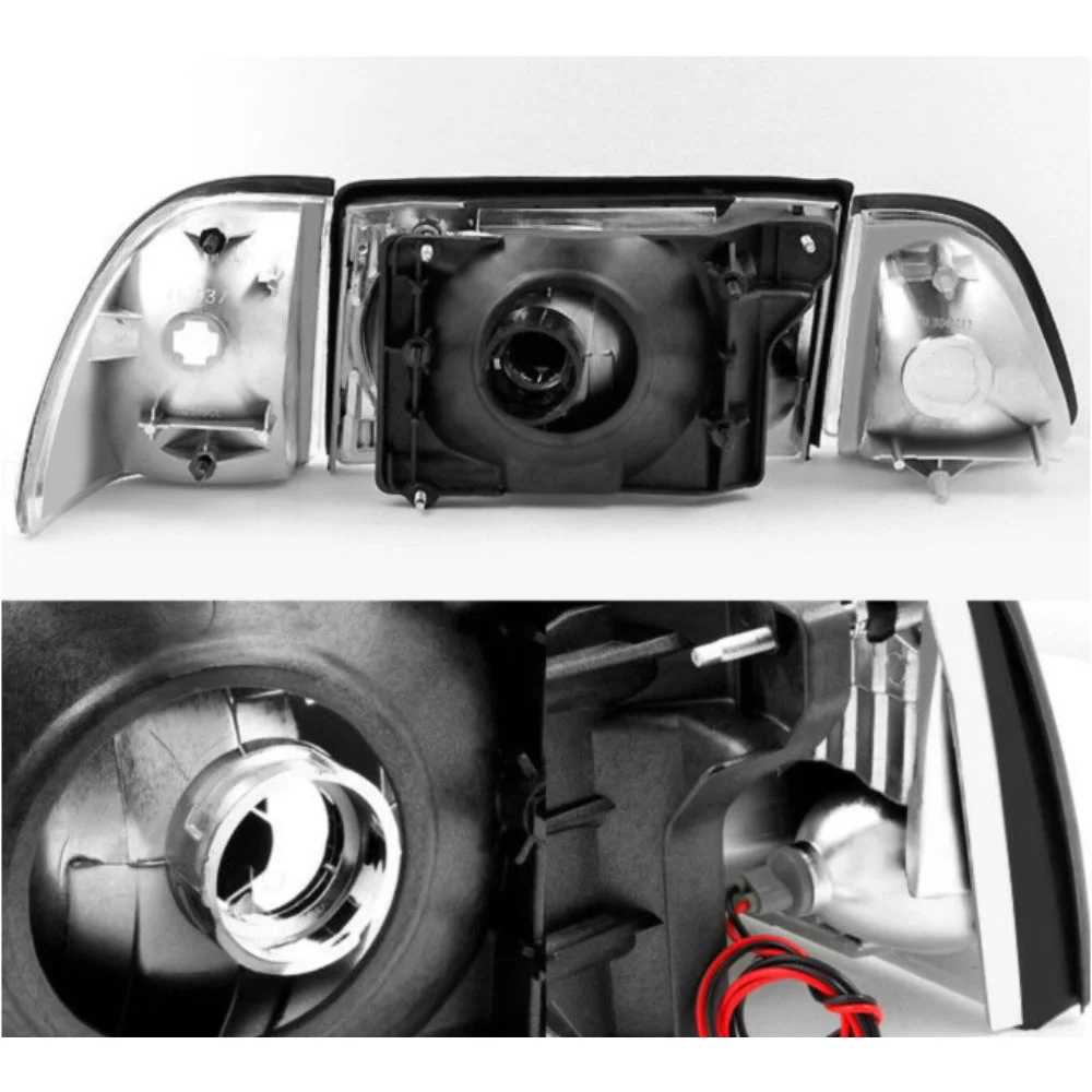 Teledu For 87-93 Mustang Clear Headlights w/ Corner & Parking 6x Complete Replacement