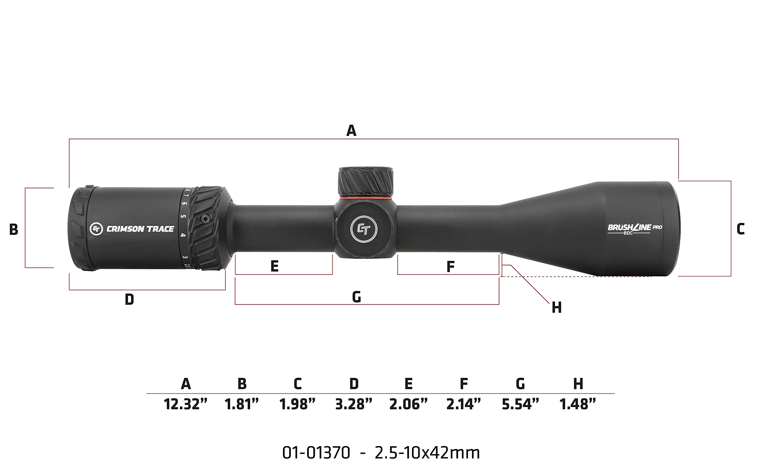 Crimson Trace Brushline Pro Rifle Scope, 2.5-10x42mm, 1in Tube, Second Focal Pla