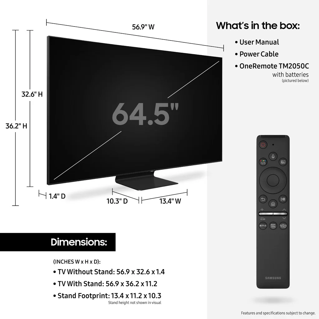 SAMSUNG 65” Class 4K Ultra HD (2160P) HDR Smart QLED TV QN65Q90T 2020