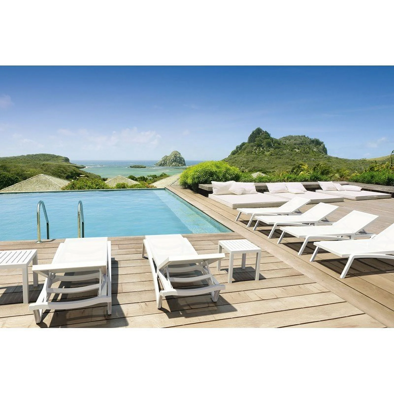 Home Square 2 Piece Square Resin Patio Side Table Set in White