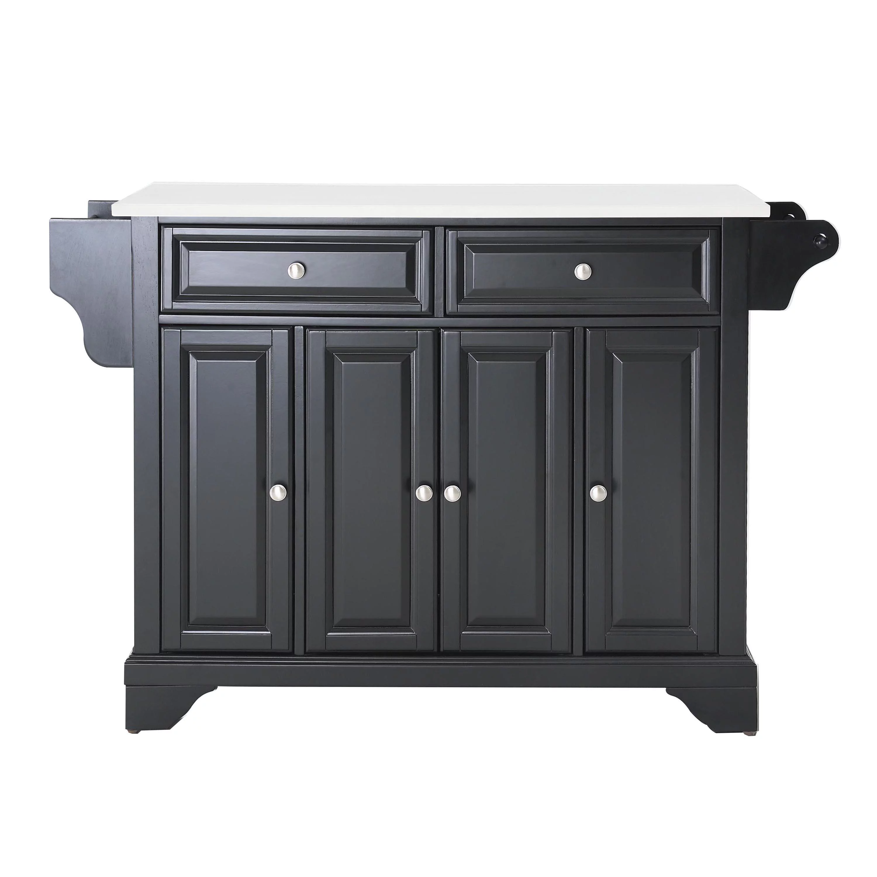 Crosley Furniture Lafayette Wood Granite Top Kitchen Island in Matte Black