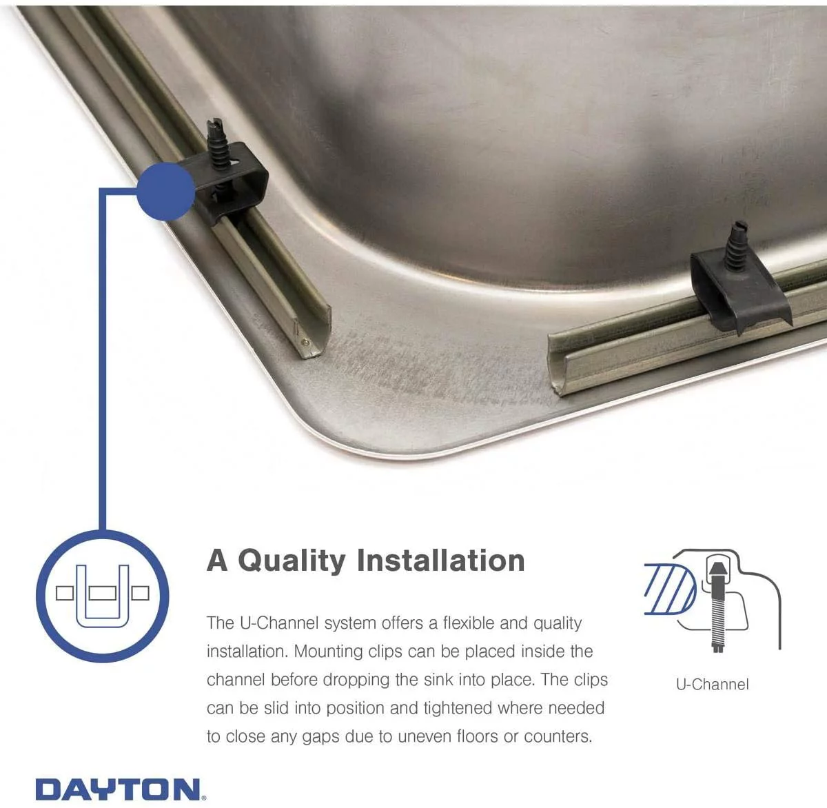 OUWI D23317 Dayton Equal Double Bowl Drop-in Stainless Steel Sink