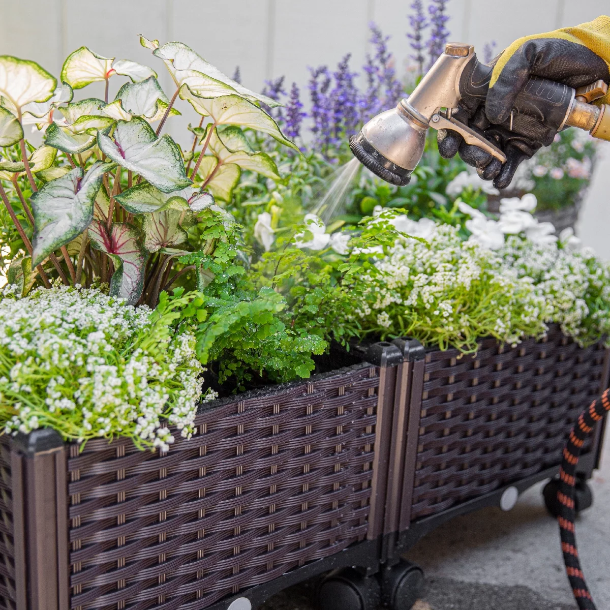 2pcs Raised Garden Bed Planting Box W/ Wheels Vegetables Planting Container for Porches, Decks, Balconies, Yard, Brown