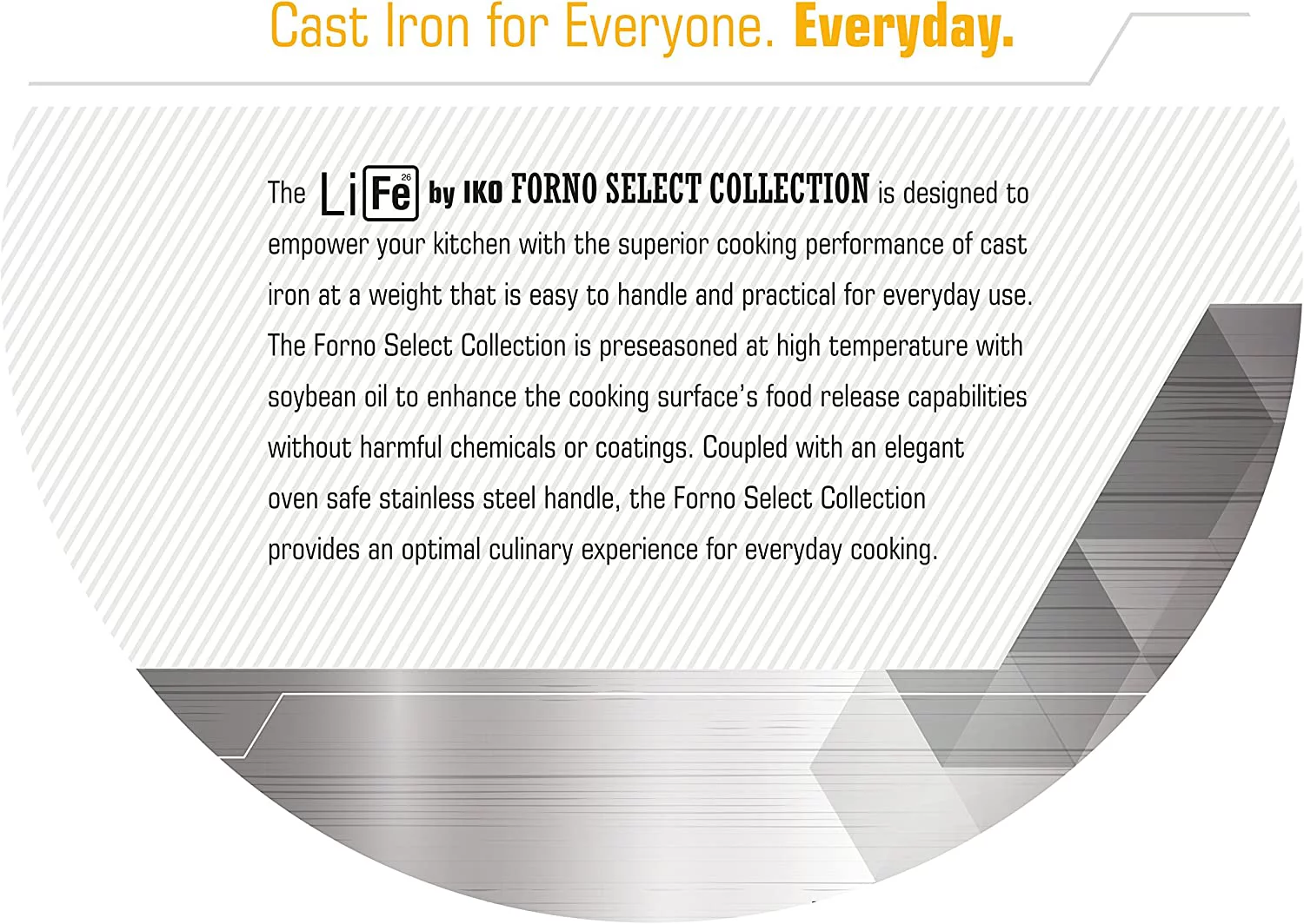 Lightweight Kosher Cast Iron Pan, Heavy Duty Stainless Steel Handle, Vegetable Based Pre-Seasoned Non-Stick Easy To Clean Interior, Safe On All Cooking Surfaces, Oven Safe (12