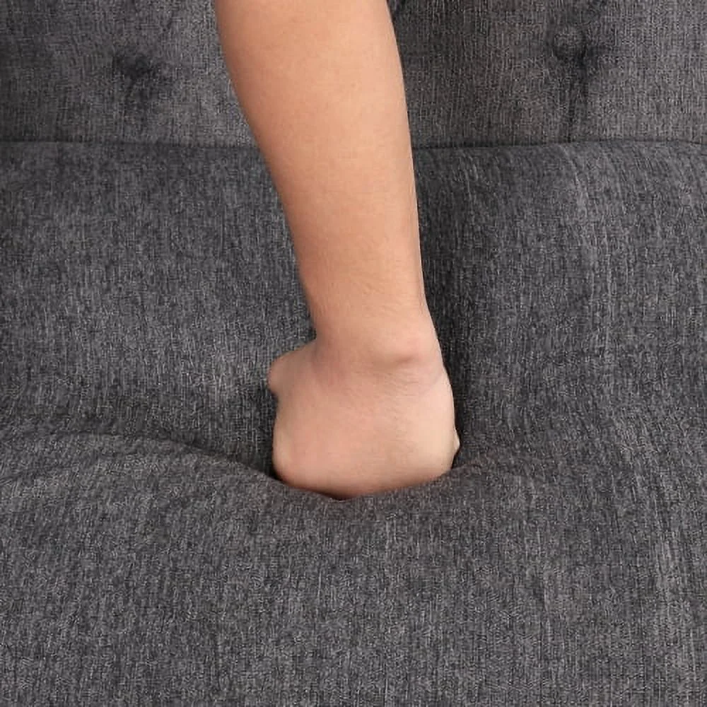 JHOOTUUO 39” modern sofa Dutch plush upholstered sofa  solid wood legs  buttoned tufted backrest  gray