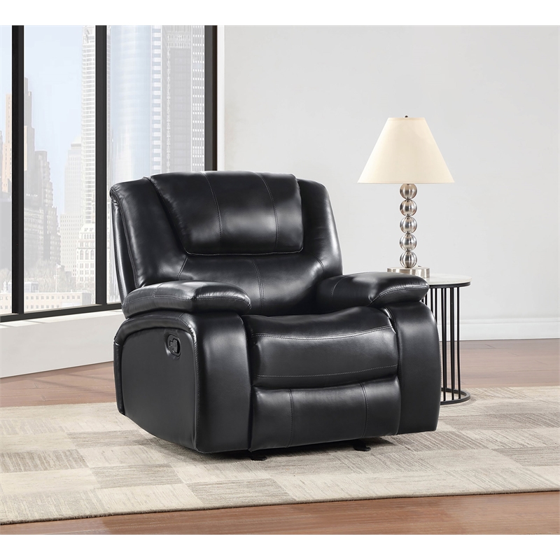 Pemberly Row Faux Leather Upholstered Glider Recliner Chair Black