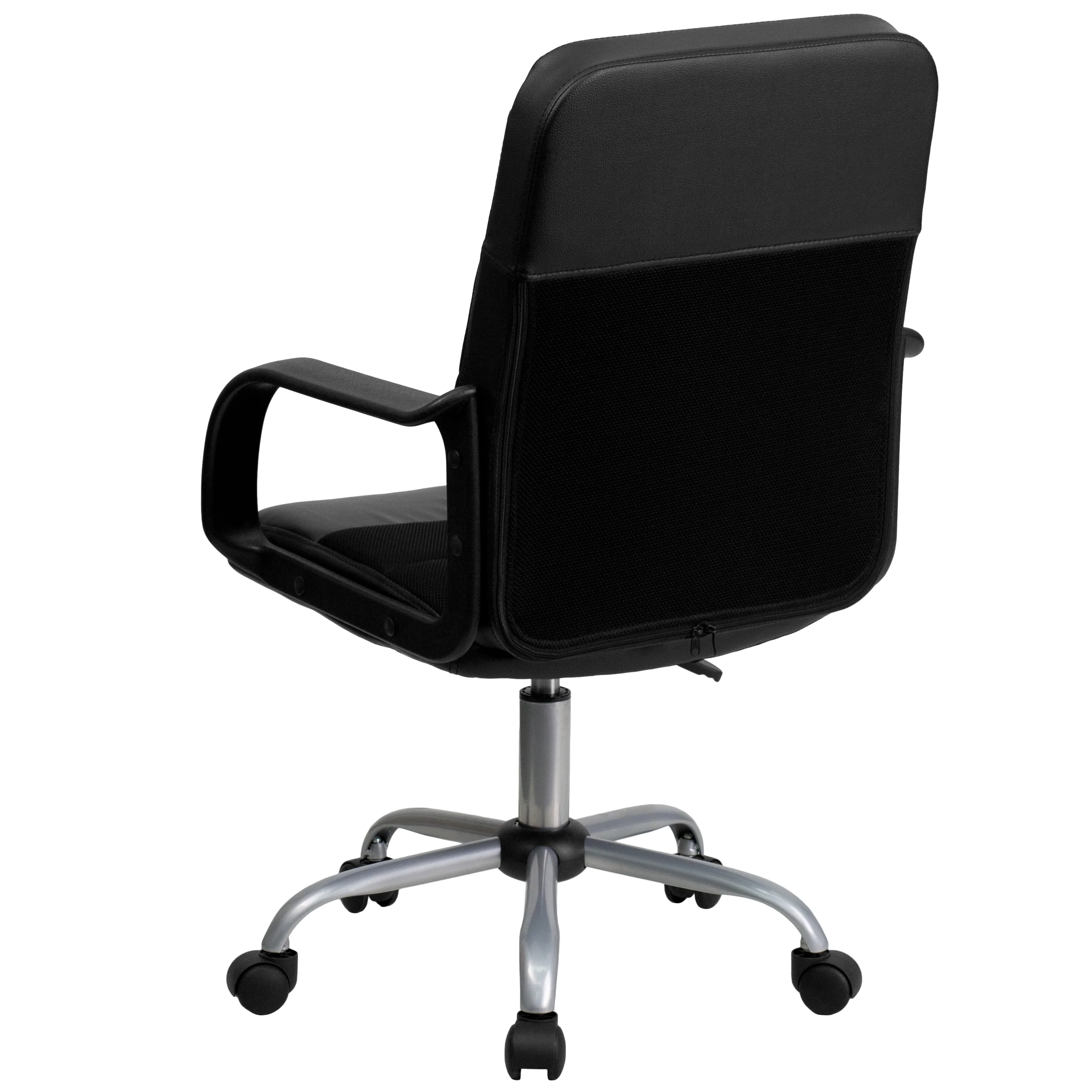 Emma + Oliver Mid-Back Black LeatherSoft and Mesh Swivel Task Office Chair with Arms