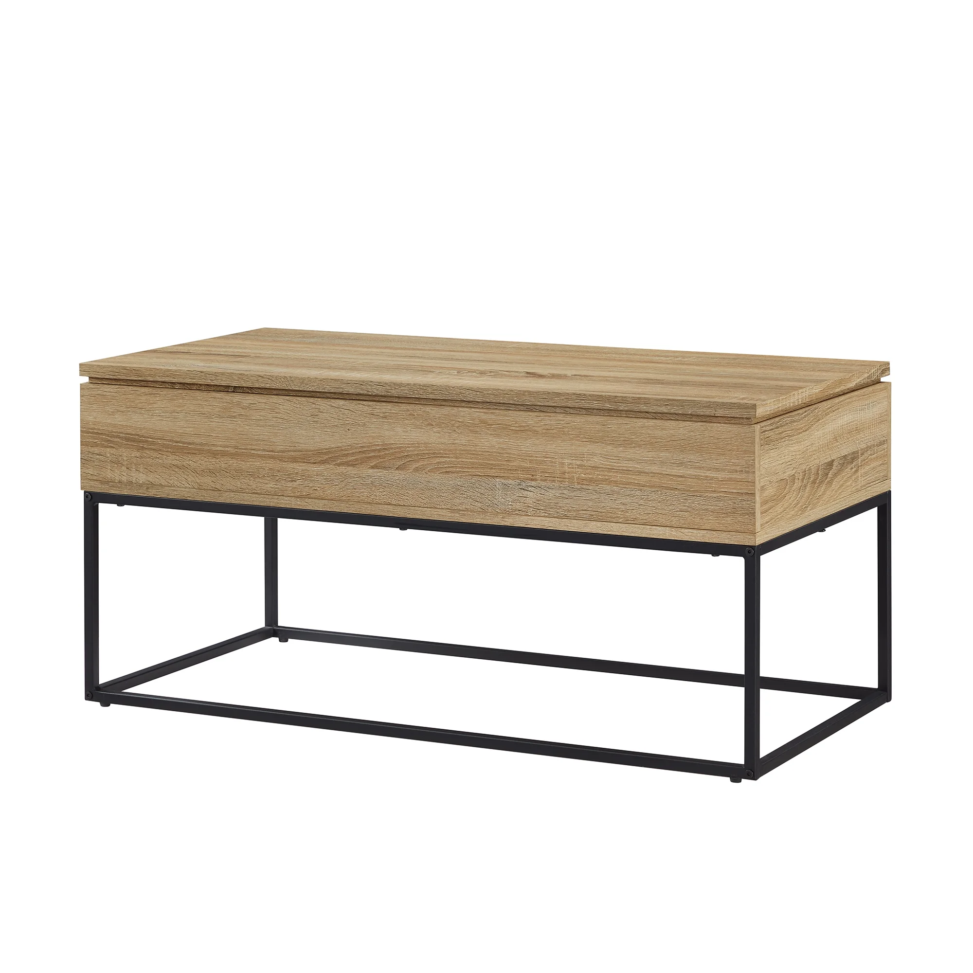 Walker Edison Modern Wood and Metal Lift-Top Coffee Table, Natural