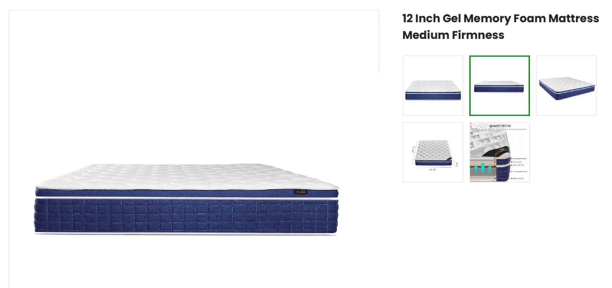 12 Inch Gel Memory Foam Mattress Medium Firmness (Size: Twin)