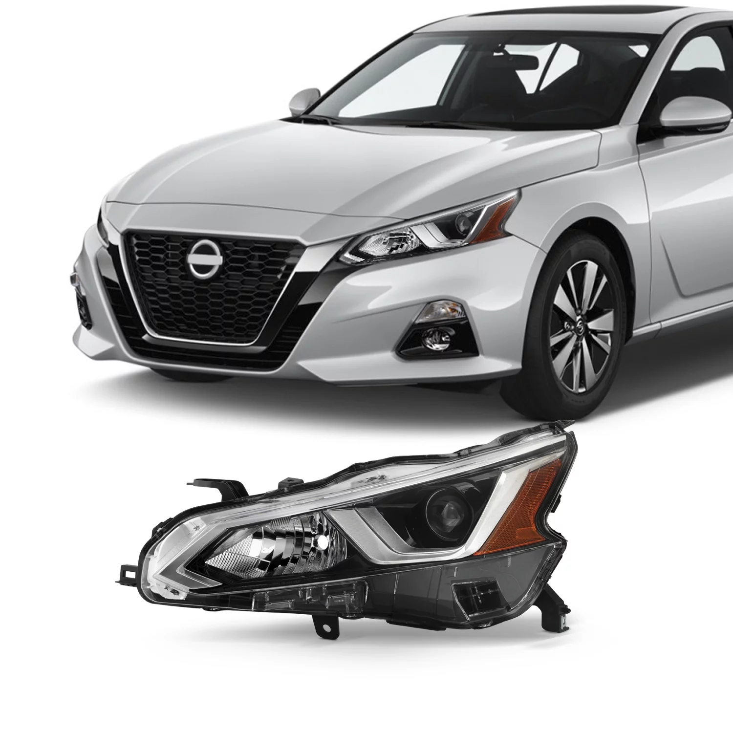 AKKON - For 2019 2020 2021 2022 Nissan Altima 4Dr Sedan Headlights Left Driver Side OE Assembly Bulbs Included