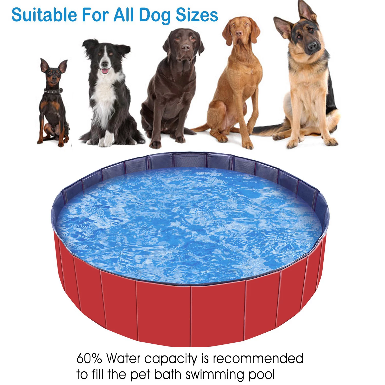 iMounTEK 47.2x47.2x11.8in Foldable Pet Swimming Pool PVC Kiddie Baby Dog Swim Pool Bathing Tub Playmat Kids Pools