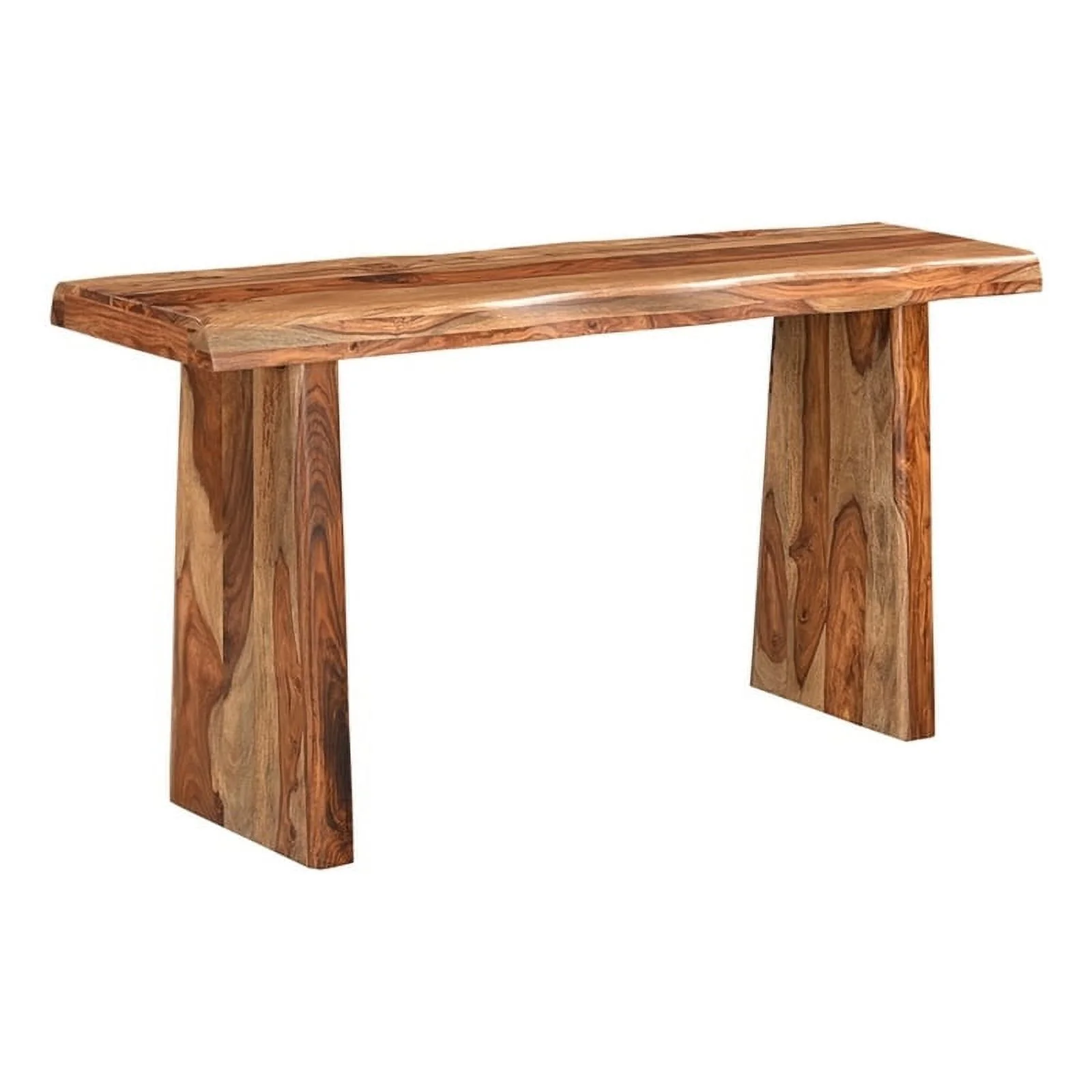 Taran Designs Darcy Live Edge Solid Wood Console Table in Brown
