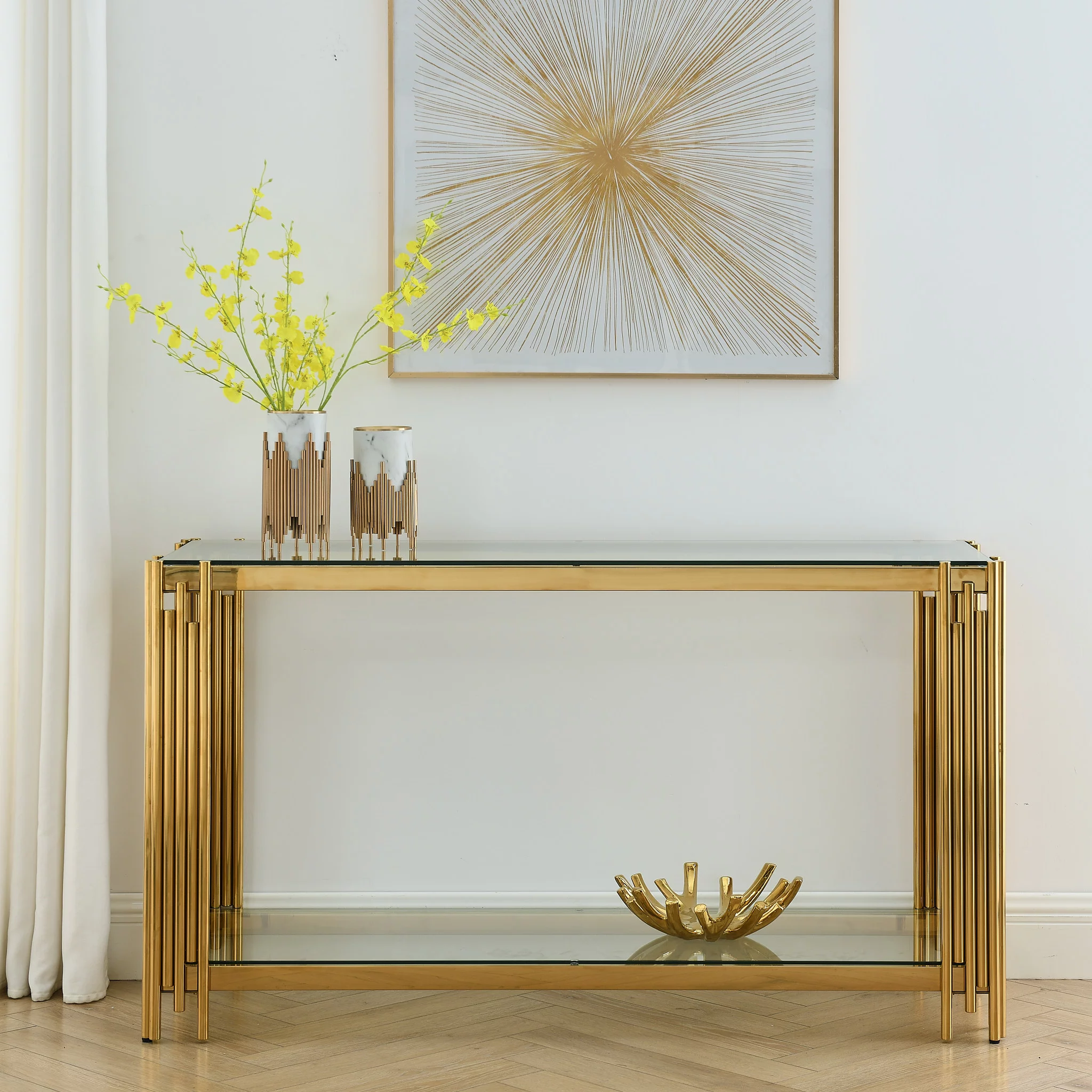 CoSoTower Modern Glass Console Table, 55