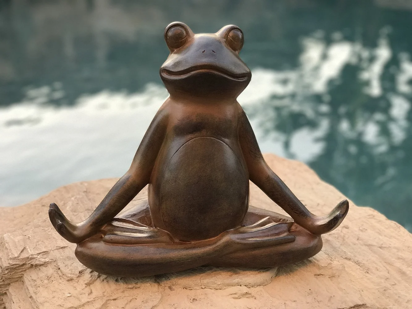 Ebros The Inner Peace of A Frog Yoga Toad In Meditation Figurine Collectible Sculpture Garden Decor 11 inch Tall