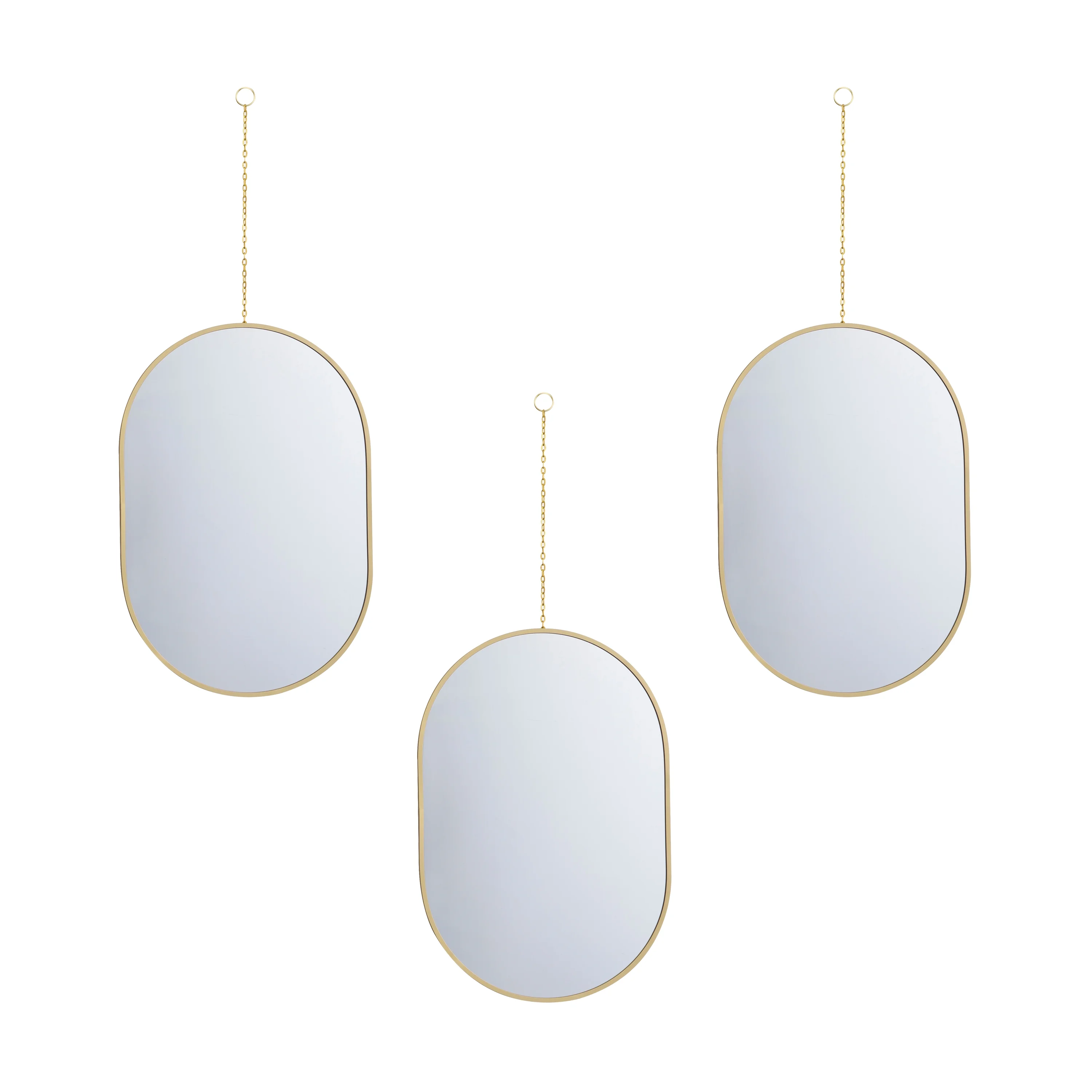 Better Homes & Garden 3pc Indoor Gold Oblong Shaped Modern Wall Mirror Set