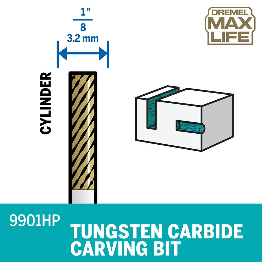 Dremel Max Life 0.125 in. L Steel Cylindrical Tungsten Carbide Cutter 1 pk