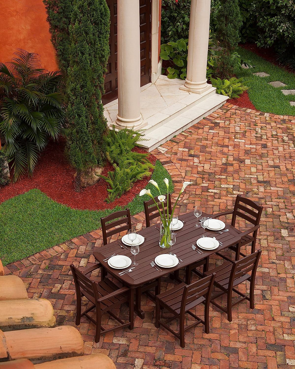 POLYWOOD La Casa Cafe 7-Piece Dining Set in Black