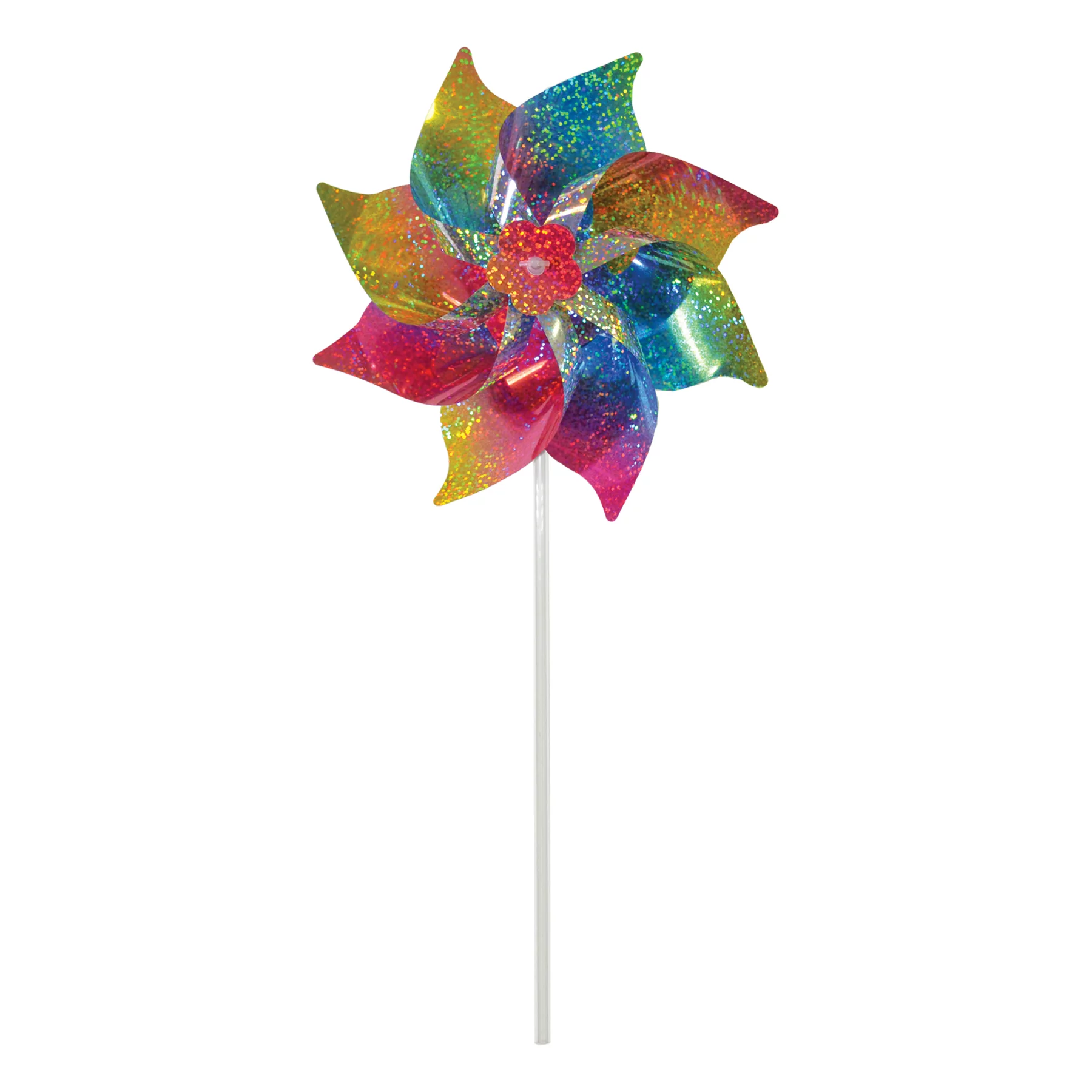 In The Breeze 2868 — Rainbow Whirl Pinwheel - 8PC — Colorful Mylar 8-inch Wind Spinner Pinwheels