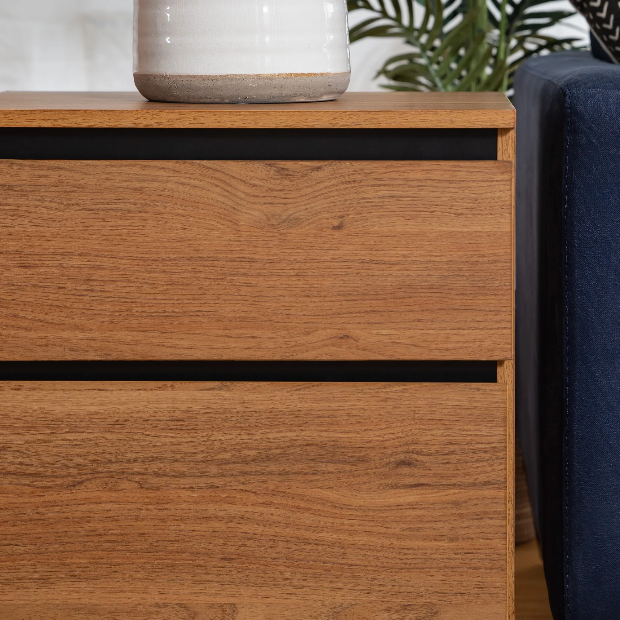 Walker Edison Industrial 2-Drawer Nightstand, Set of 2, English Oak