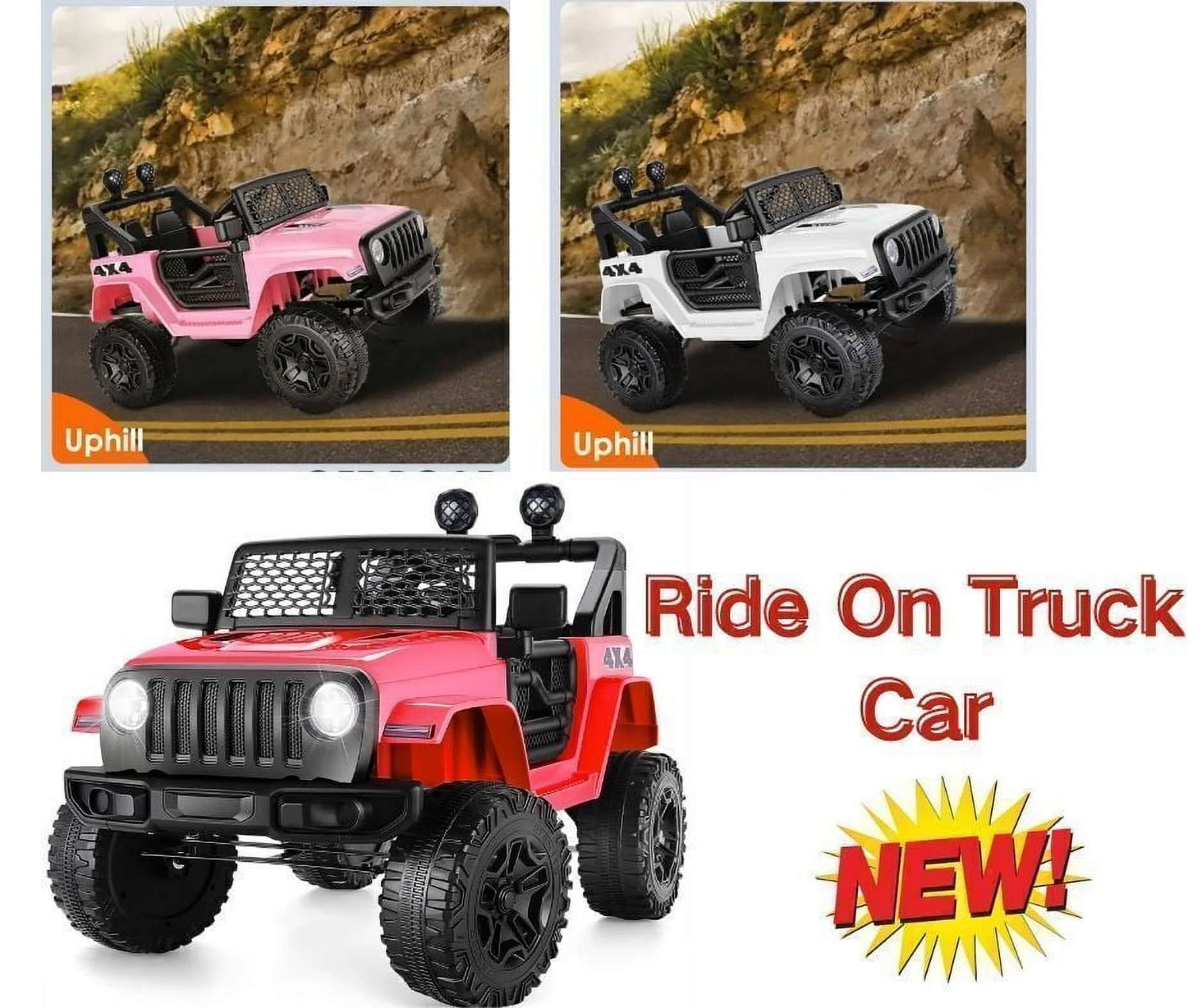 Electric Ride-On Truck for Kids with Remote Control, MP3 Player, LED Lights, and 12V Battery