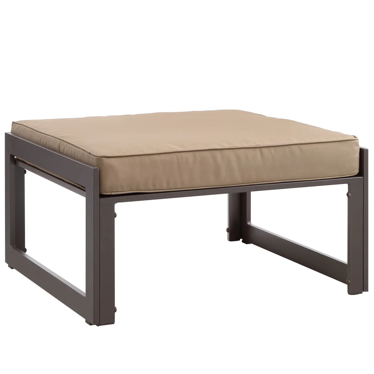 Modway Fortuna Modern Aluminum Patio Ottoman in Brown/Mocha Finish
