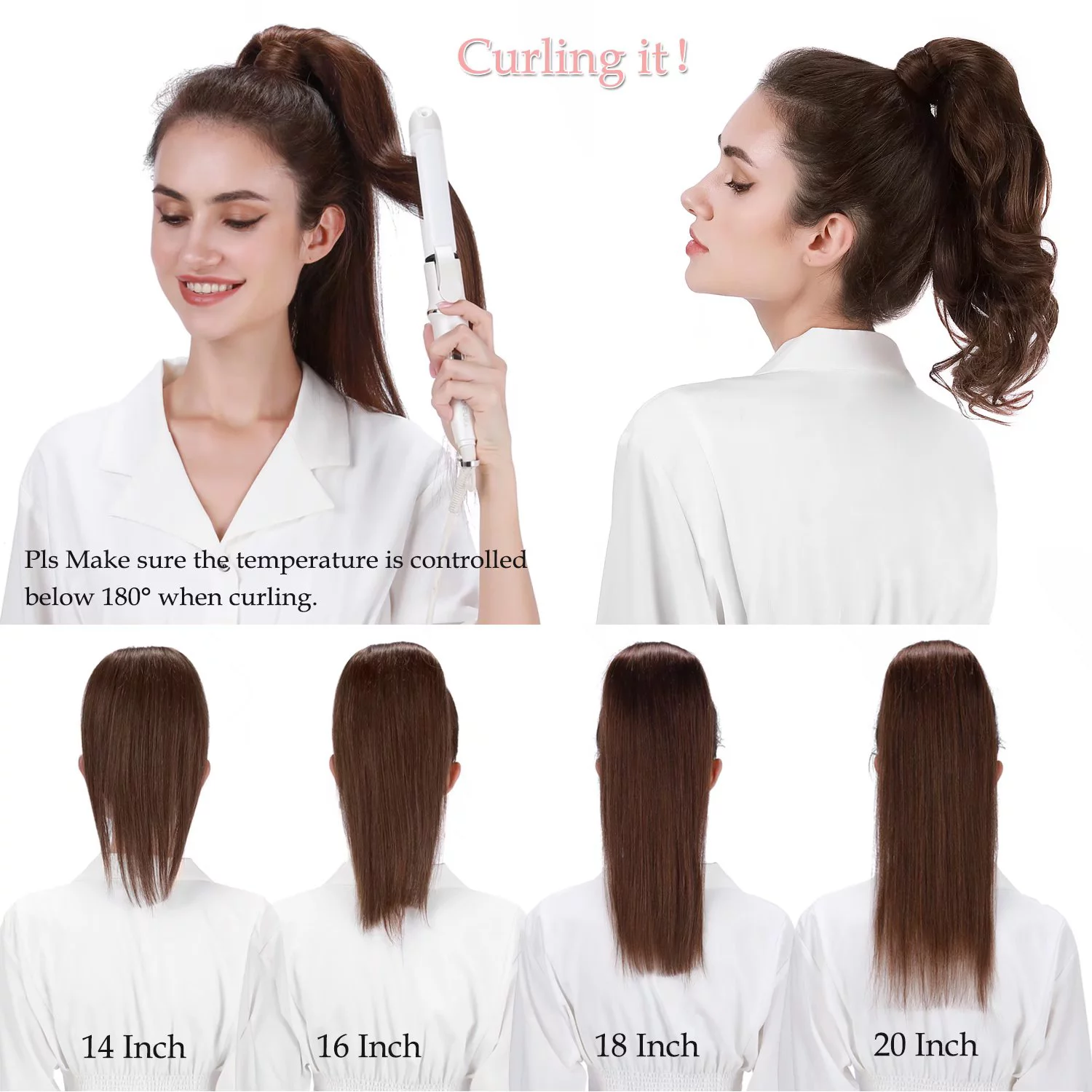 Benehair Clip in Ponytail Hair Extensions Human Hair Ponytail Wrap Around Remy Hair One Piece Silky Straight Human Hair Extensions 22inch #01 Jet Black 95g/pack