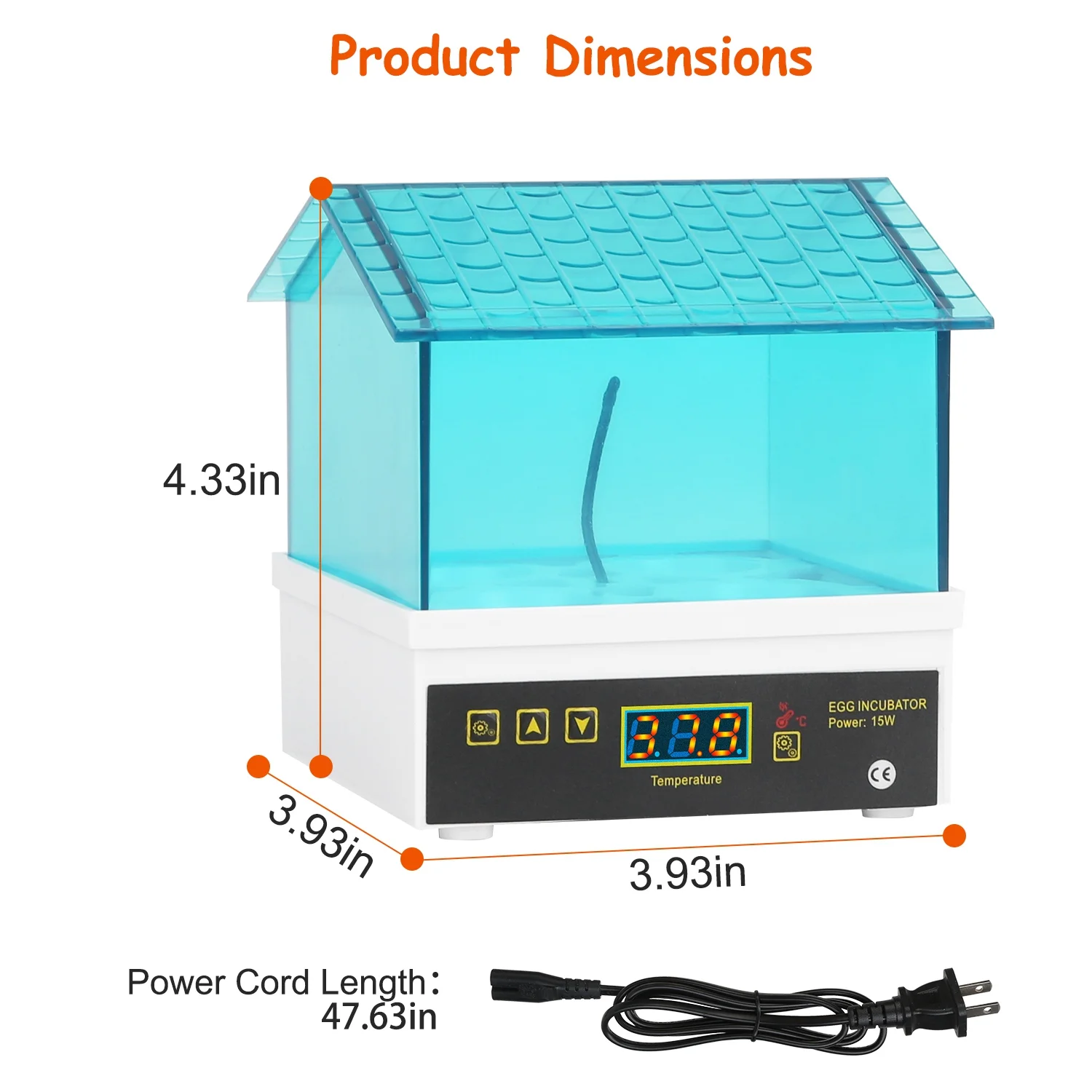 iMounTEK Egg Incubator, 4 Eggs Incubator for Hatching Chicken with Digital Display Automatic Temperature Humidity Control for Duck Bird Quail Goose Turkey Eggs, 3.93x3.93x4.33in