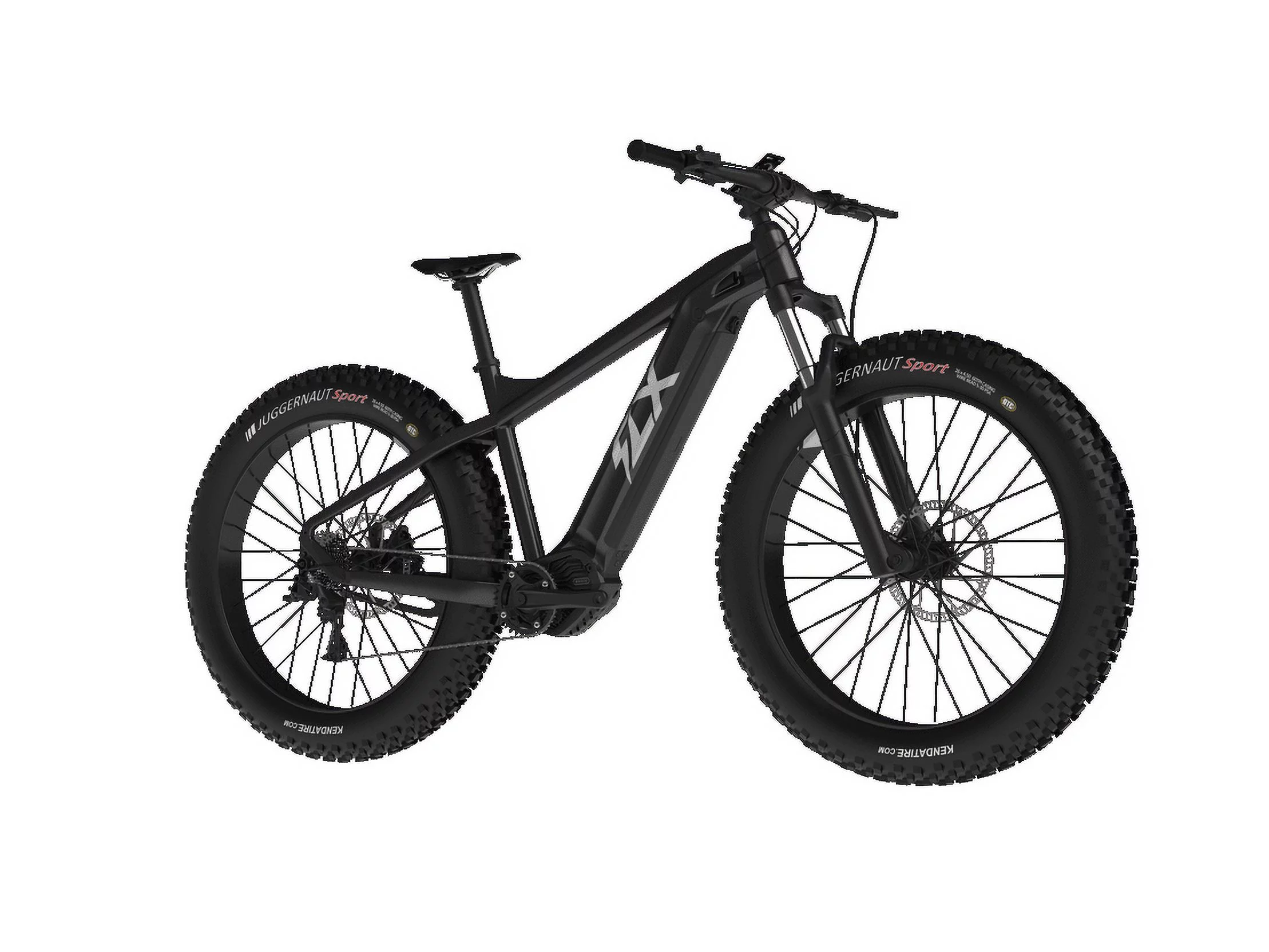 FLX Bike Gladiator 2.0 Carbon Black Standard 48V 40+ Mile Range 840WH 500W Mid-Drive Motor 8-Speed Kenda Fat Tire Electric Bike