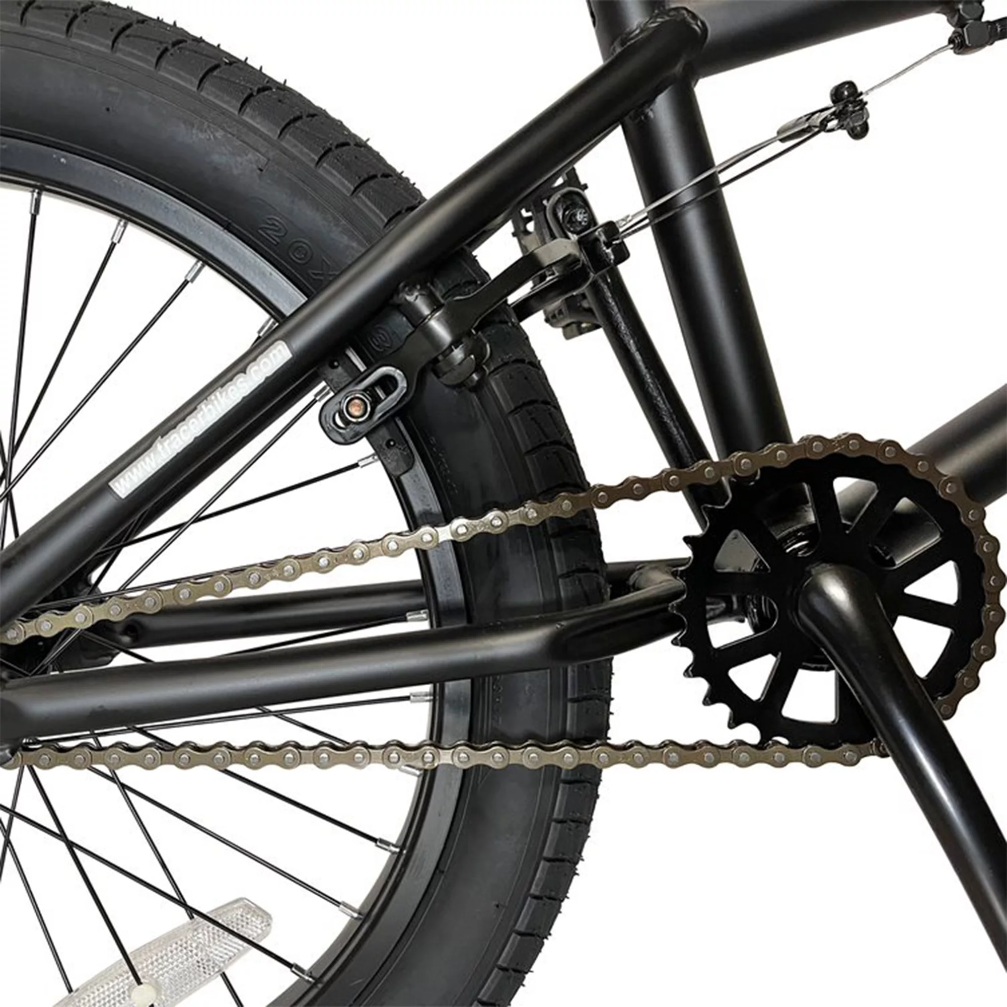 TRACER Edge 20 Inch Steel Framed Freestyle BMX Beginners Bike, Matte Black