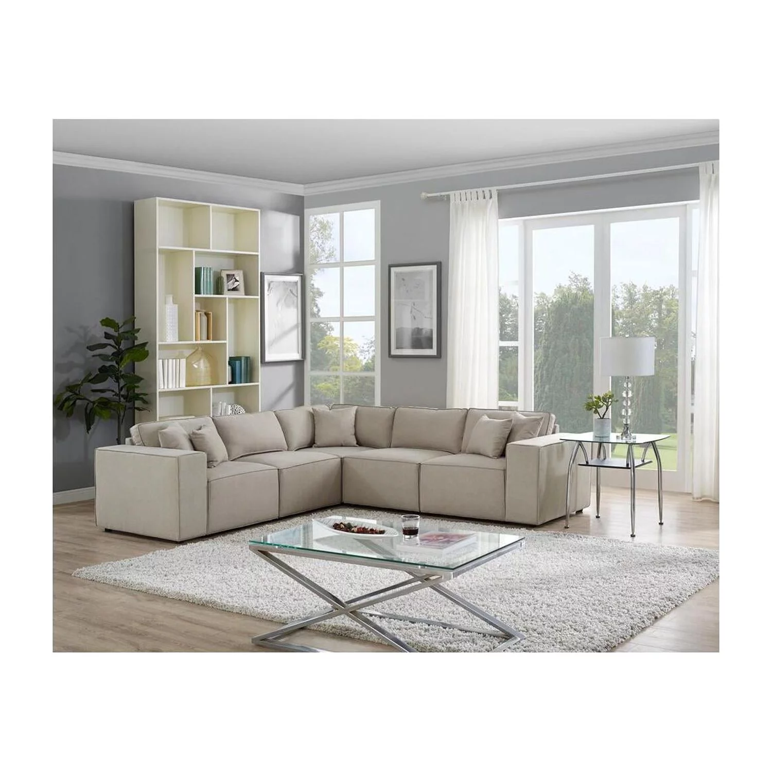 Homestock Contemporary Chic Modular Sectional Sofa
