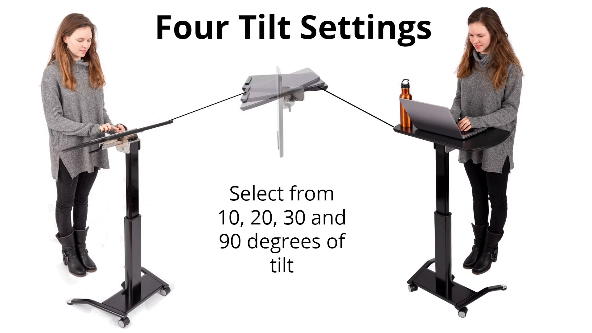 Pneumatic Adjustable-Height Lectern, Black