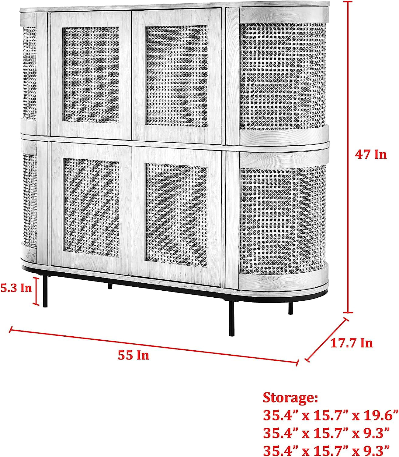 Posh Living CA463-09AK-UE Posh Living Riya Bar Cabinet/Buffet with Storage, Oak